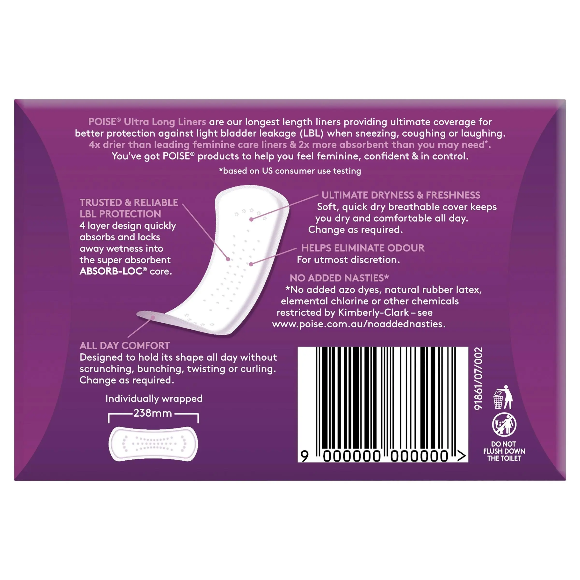 Poise Ultra Long Liners 20 Pack