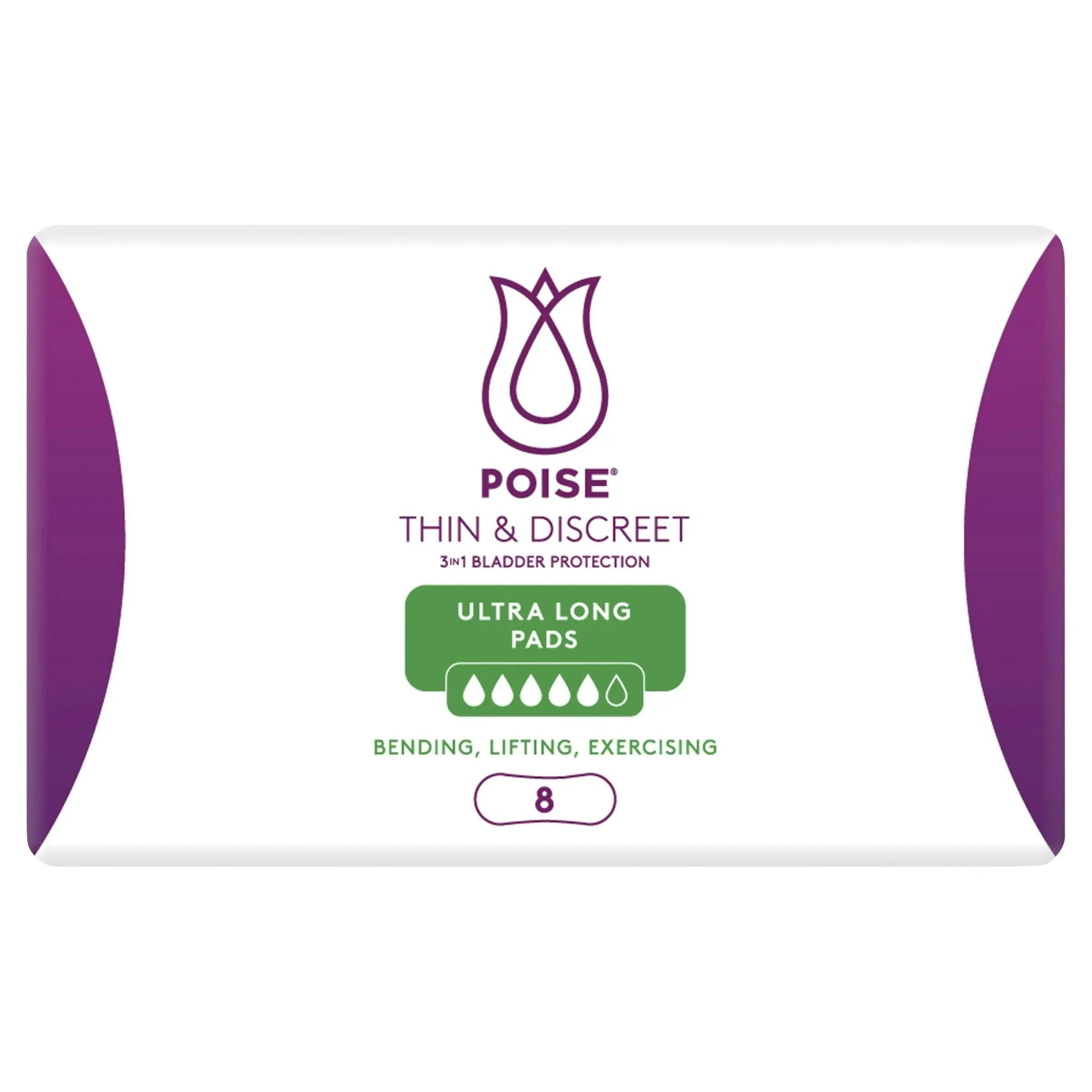 Poise Thin & Discreet Ultra Long Pads 8 Pack