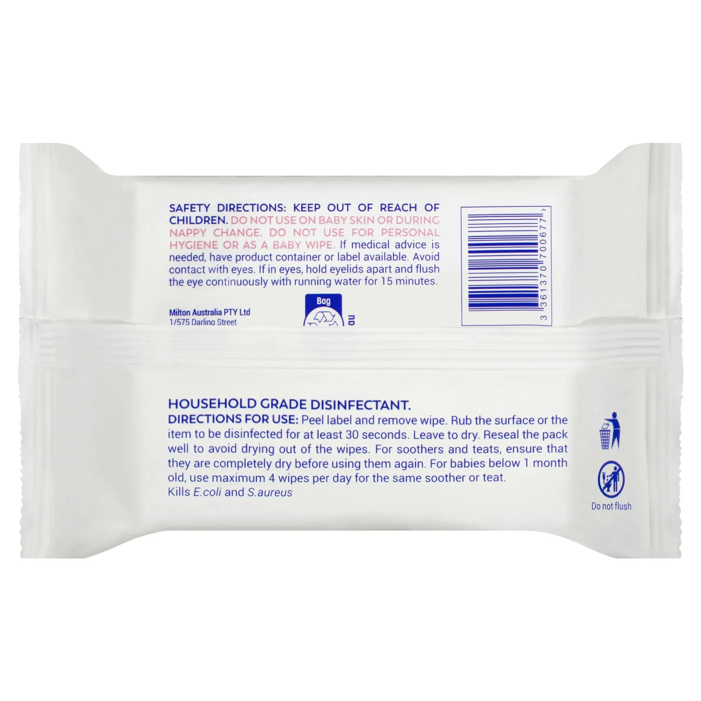 Milton Antibacterial Wipes 30 pack