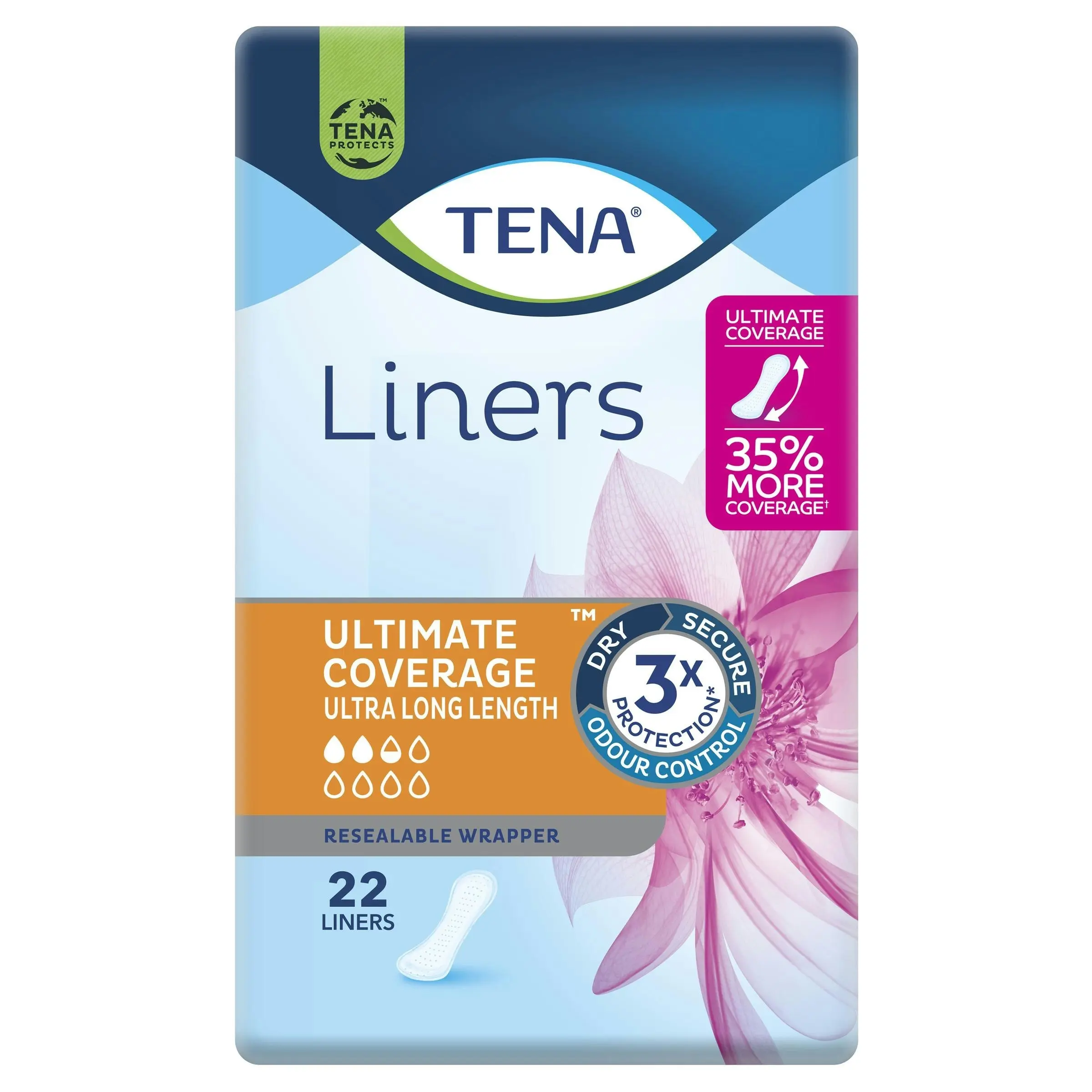 TENA Liners Ultimate Coverage Ultra Long Liner 22 Pack