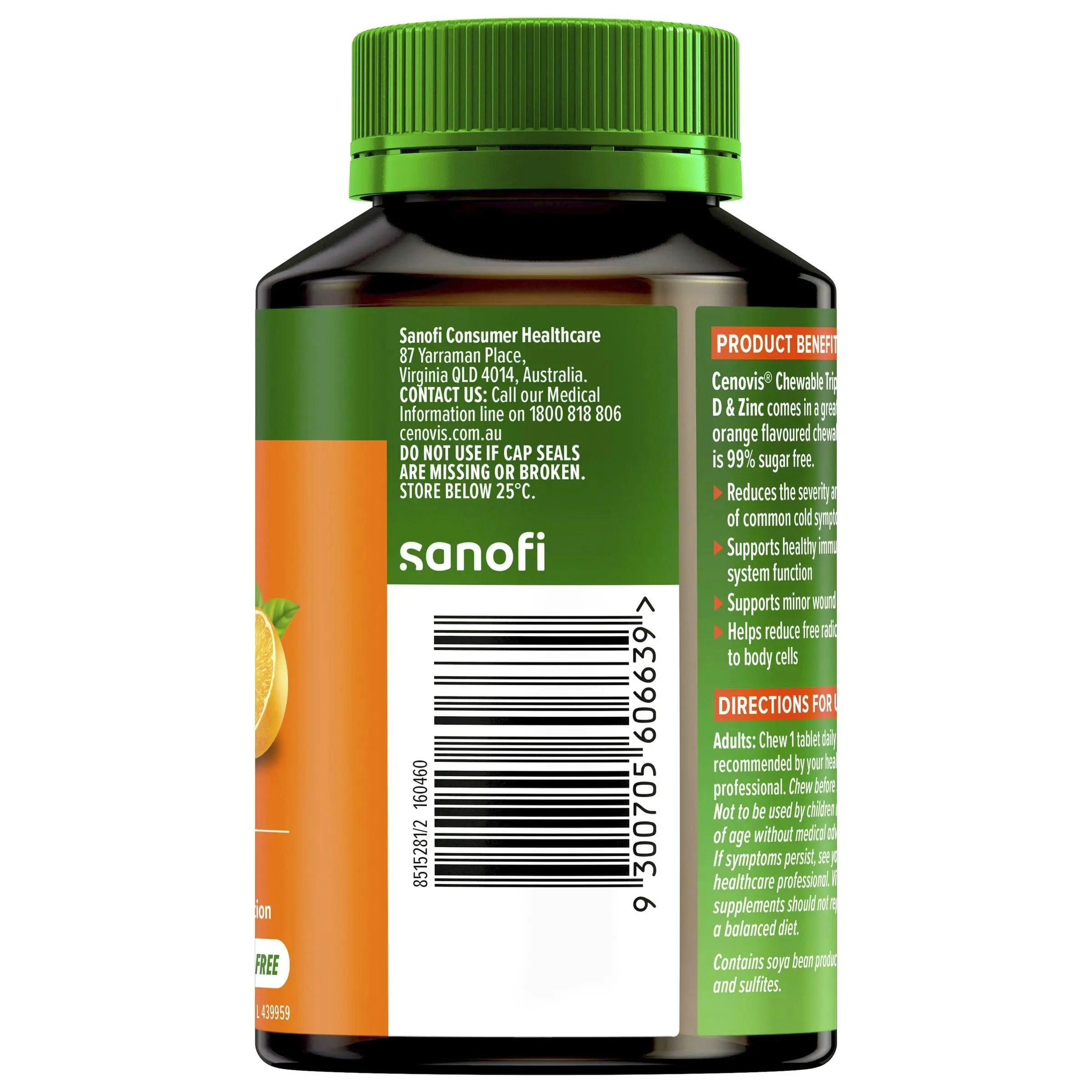 Cenovis Chewable Triple Vitamin C D3 & Zinc 60 Tablets