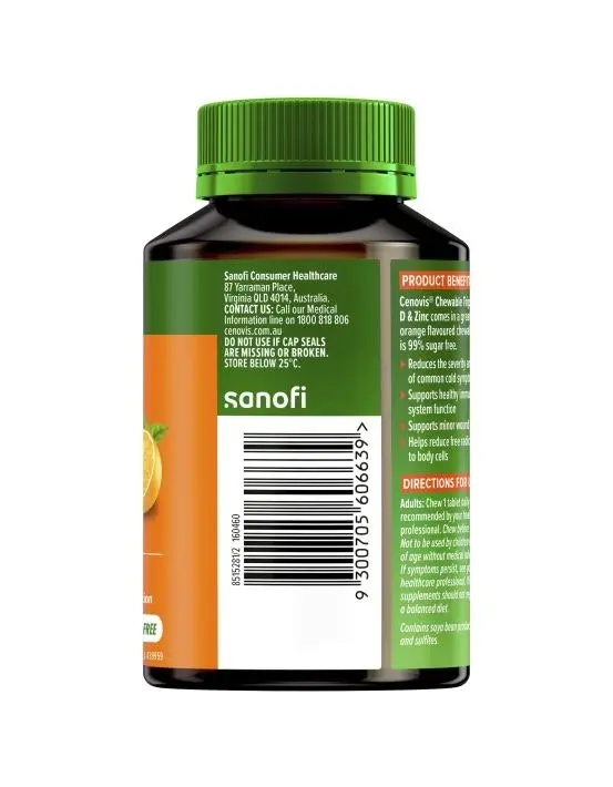 Cenovis Chewable Triple Vitamin C D3 & Zinc 60 Tablets