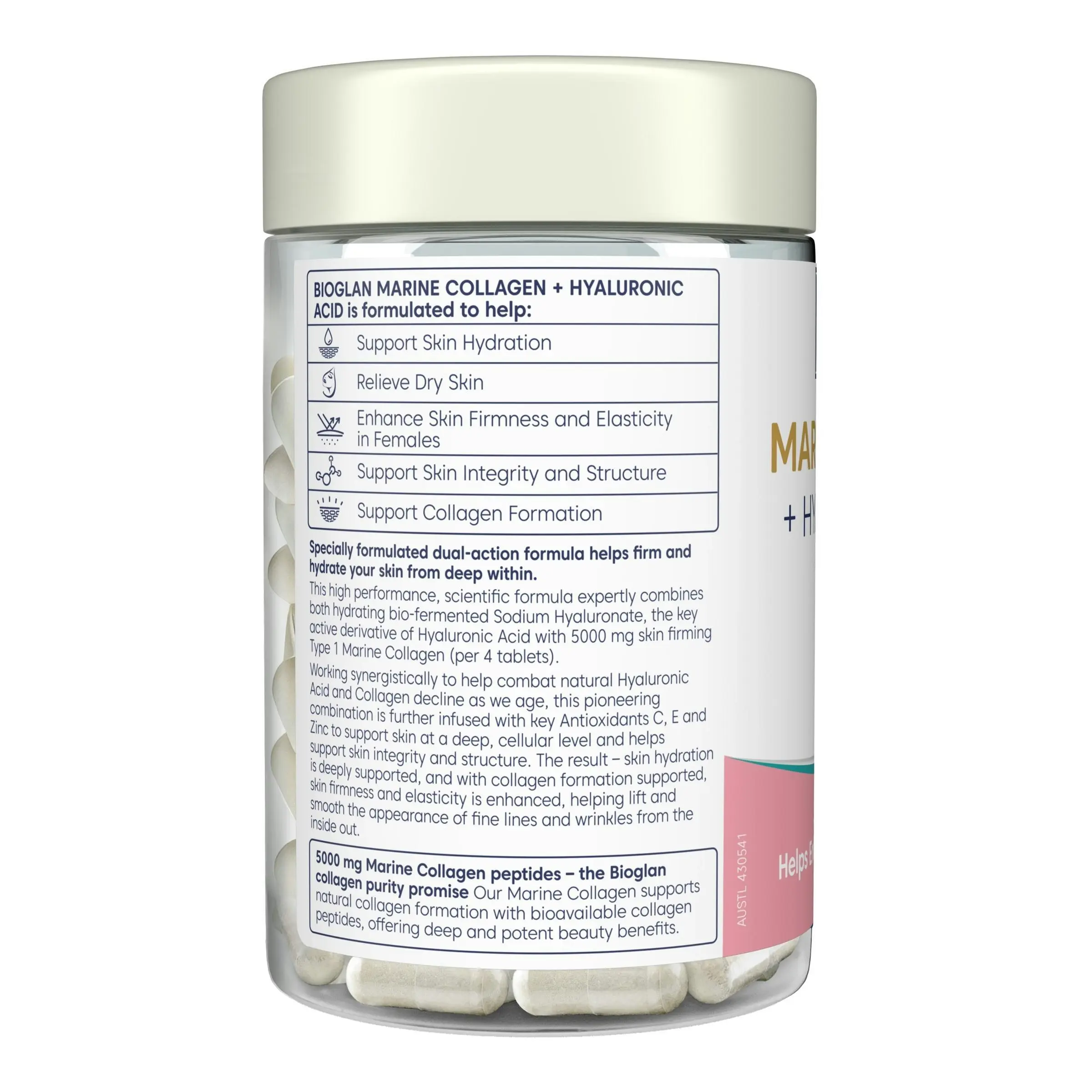 Bioglan Marine Collagen + Hyaluronic Acid 80 Tablets