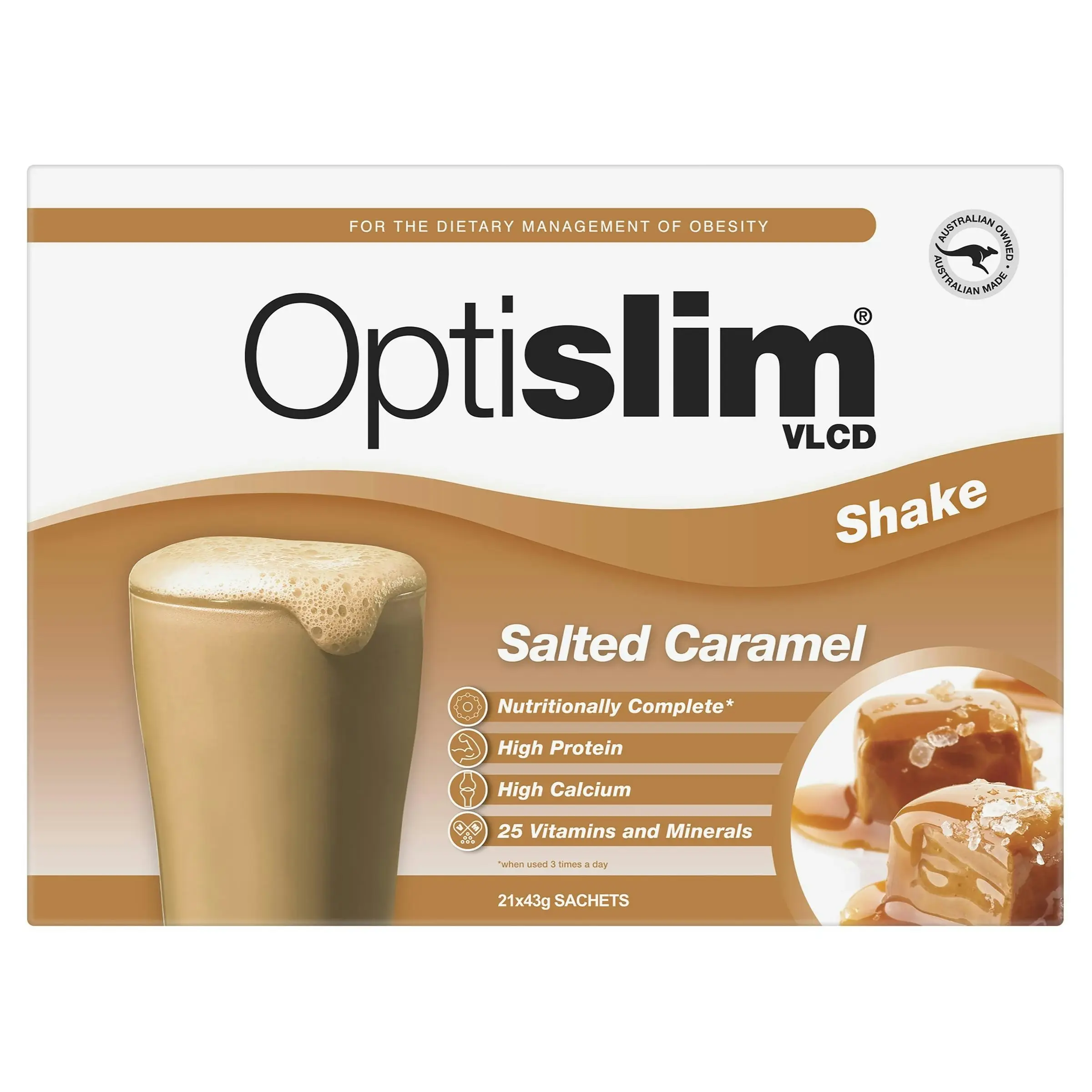 OptiSlim VLCD Shake Salted Caramel 21 x 43g