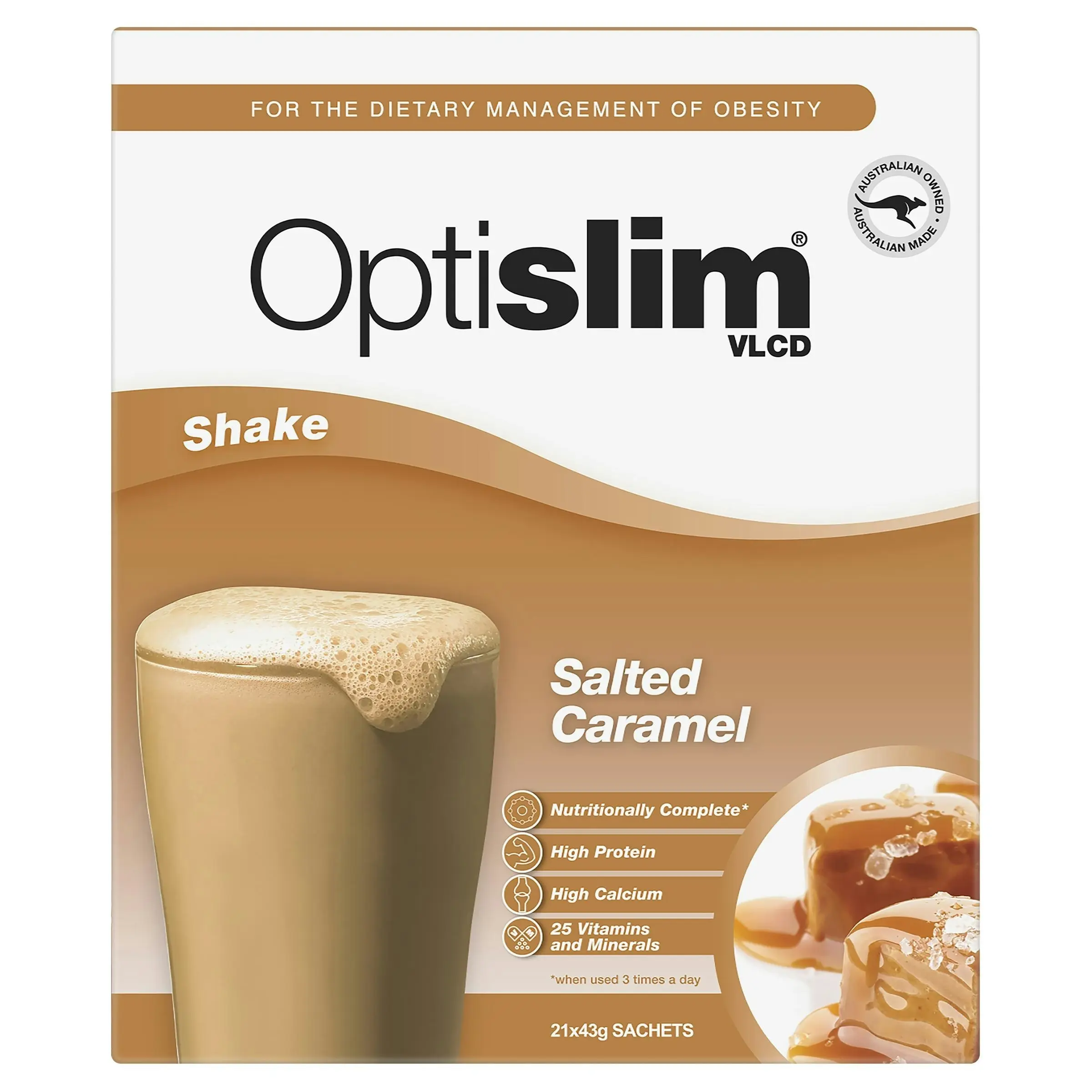 OptiSlim VLCD Shake Salted Caramel 21 x 43g