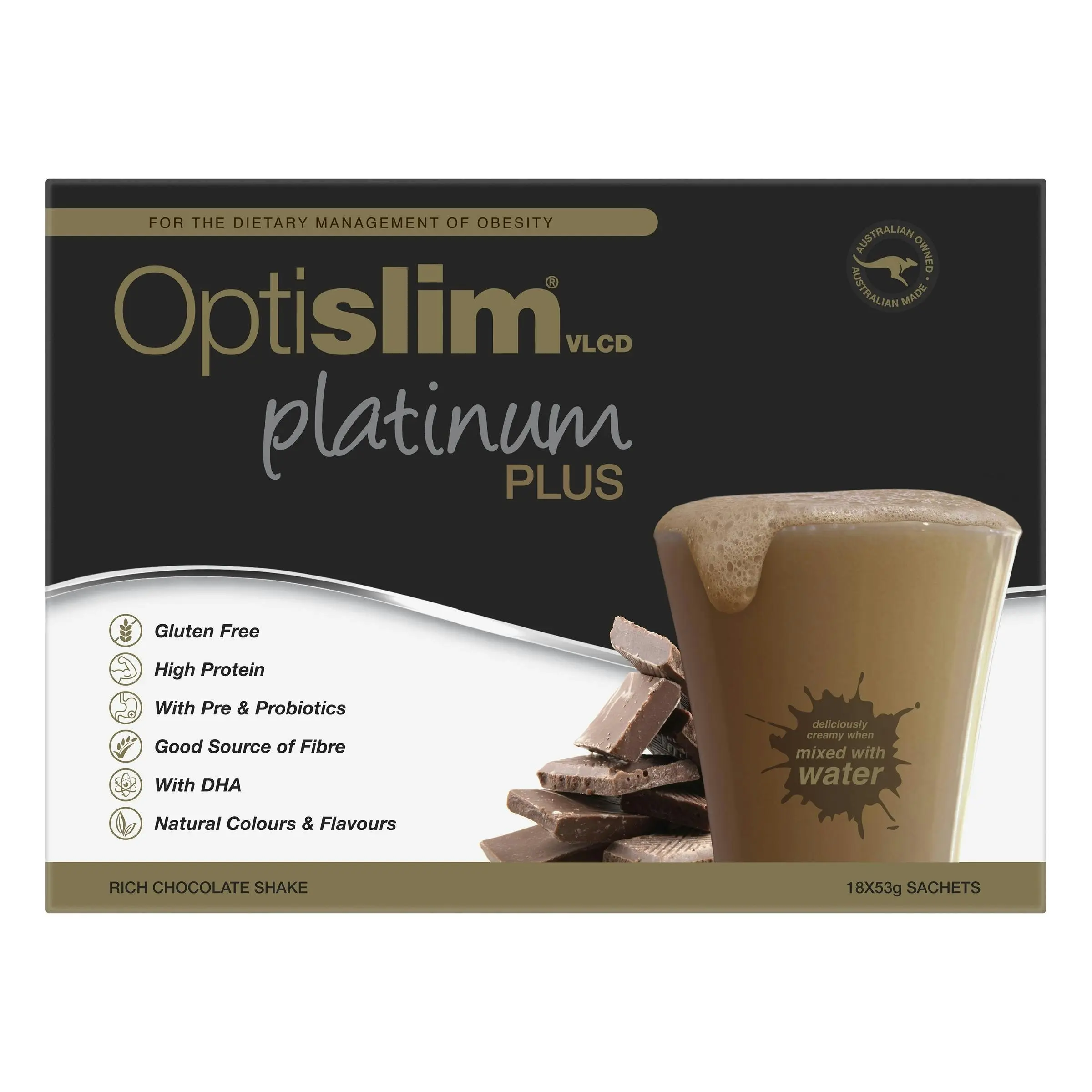 OptiSlim VLCD Platinum Plus Shake Chocolate 18 x 53g