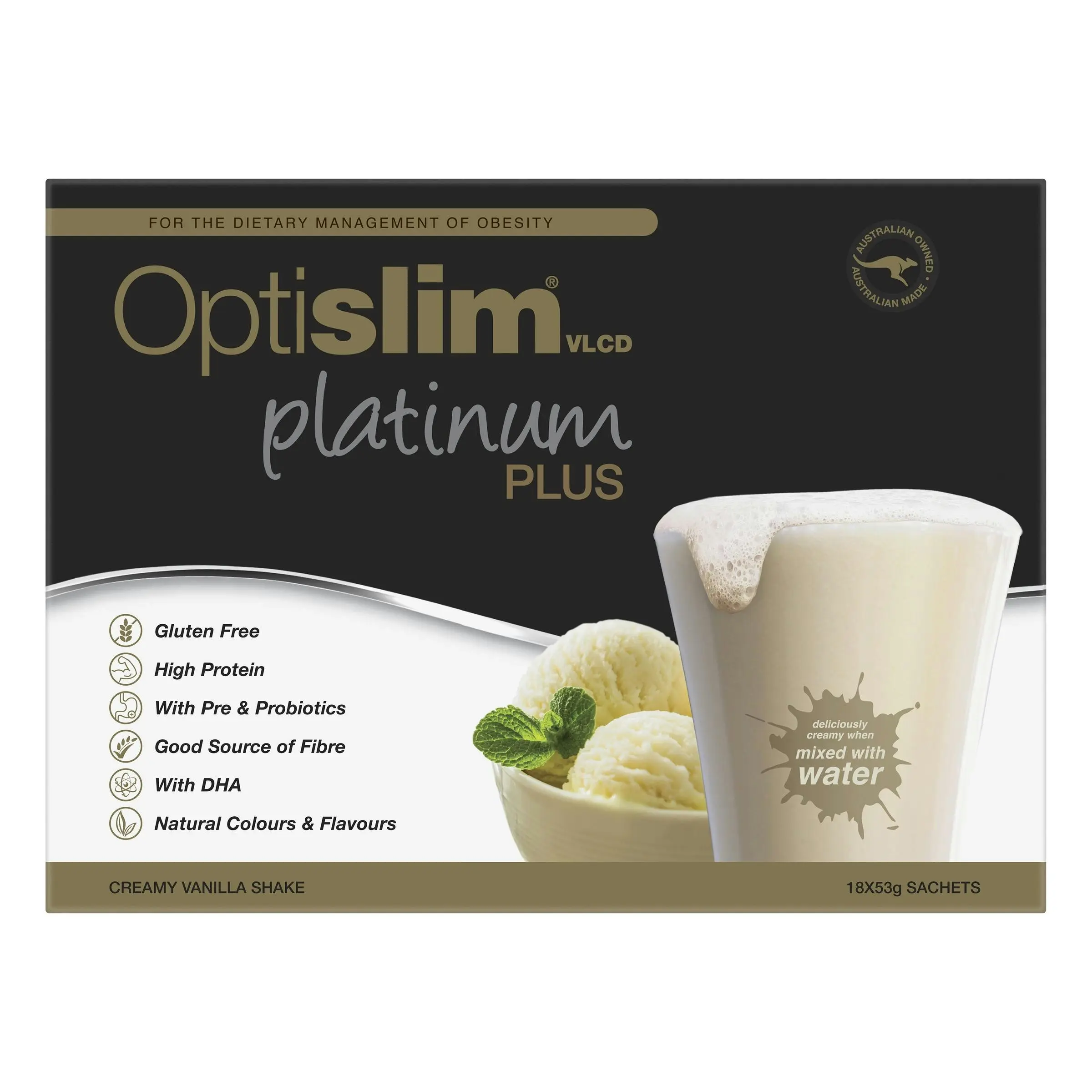 OptiSlim VLCD Platinum Plus Shake Vanilla 18 x 53g