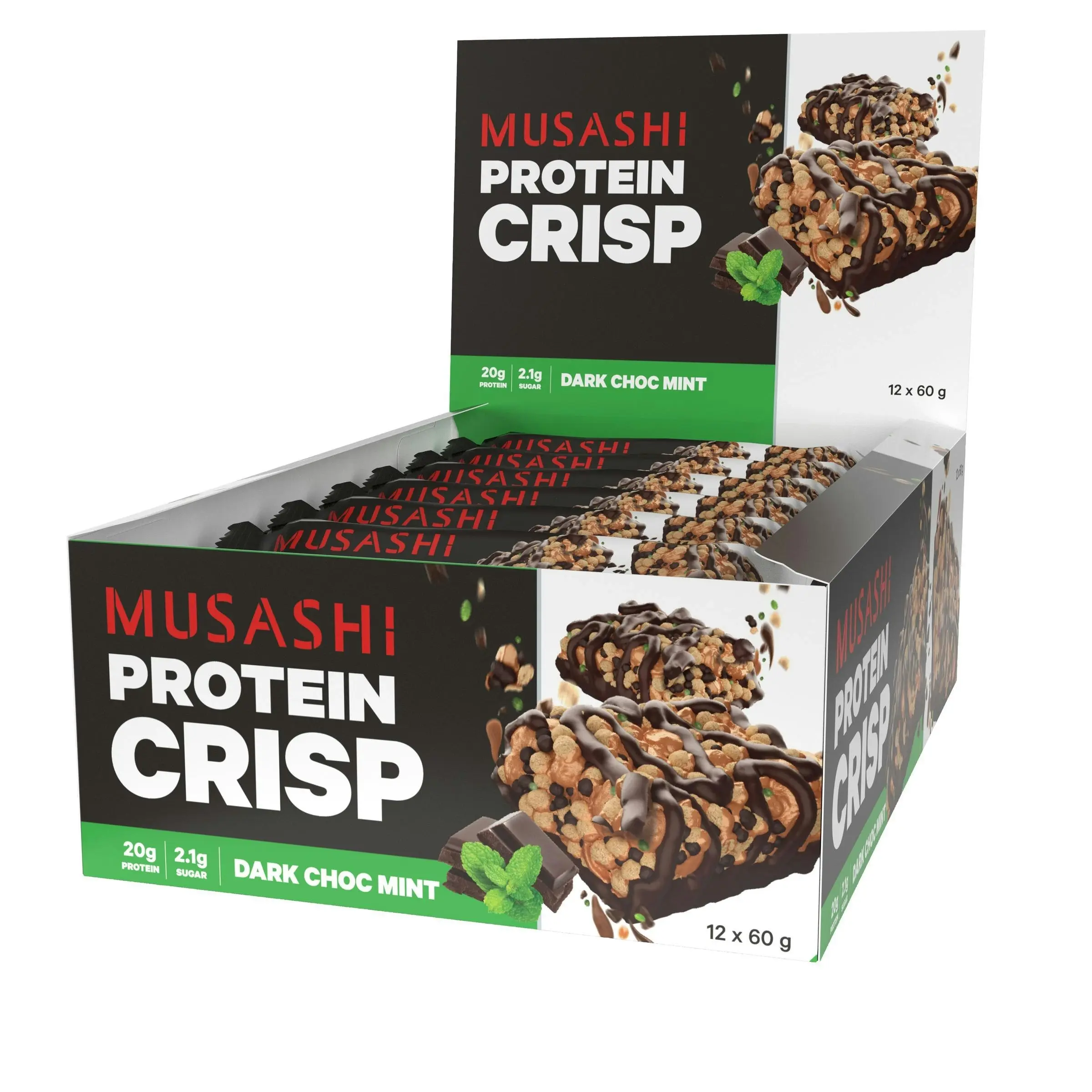 Musashi Protein Crisp Dark Choc Mint 60g