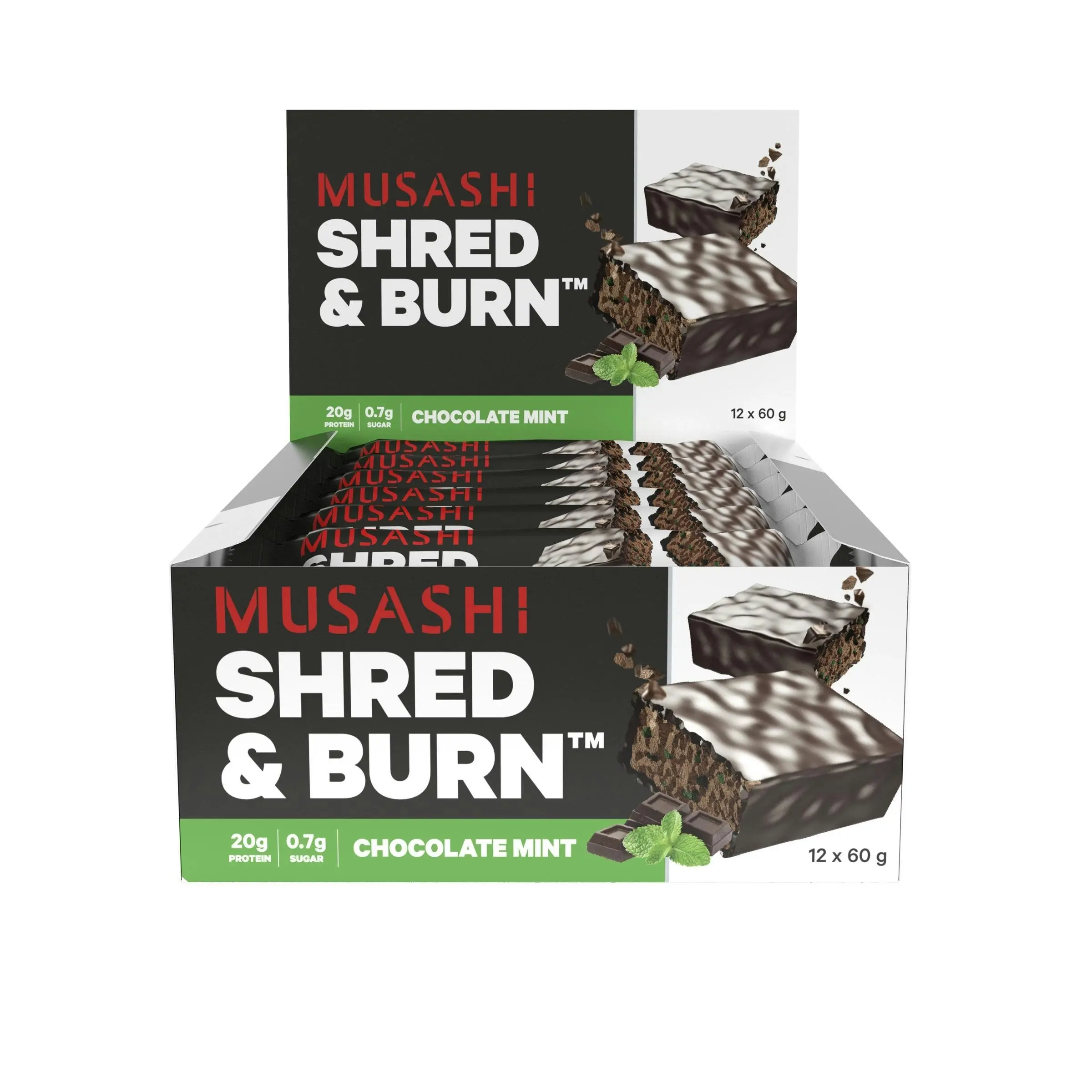 Musashi Shred & Burn Bar Chocolate Mint 60g