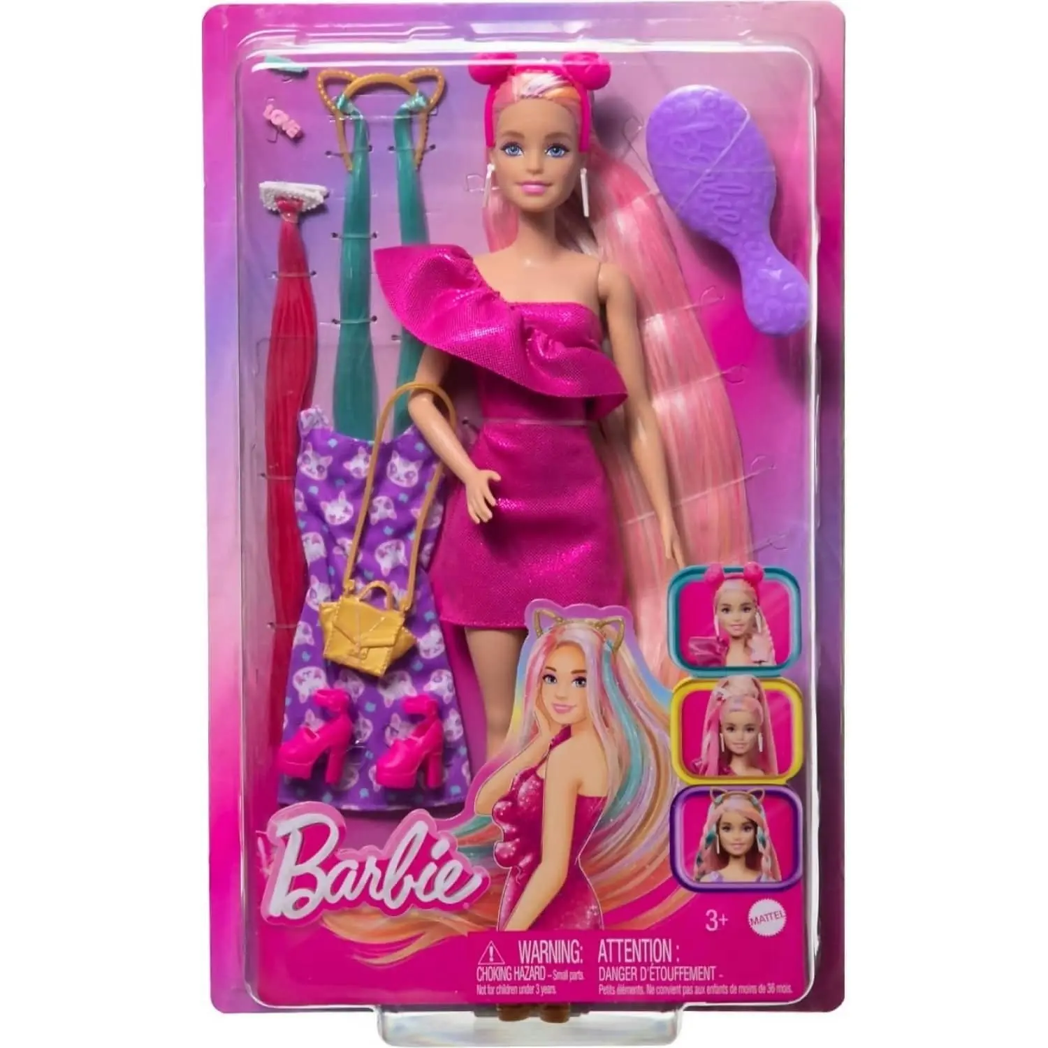 Barbie - Fun & Fancy Hair Doll With Extra-long Colorful Blonde Hair And Styling Accessories - Mattel