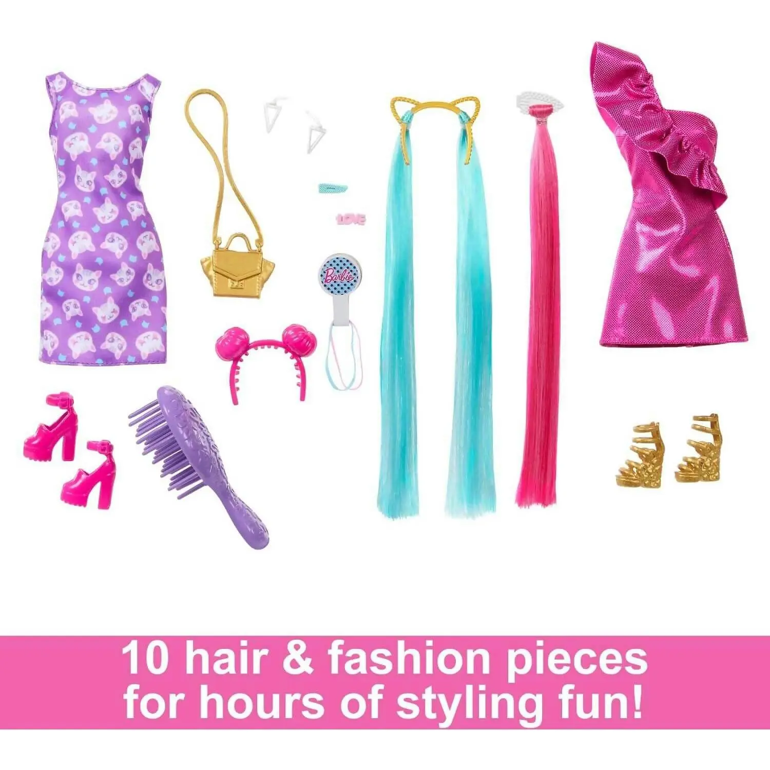 Barbie - Fun & Fancy Hair Doll With Extra-long Colorful Blonde Hair And Styling Accessories - Mattel