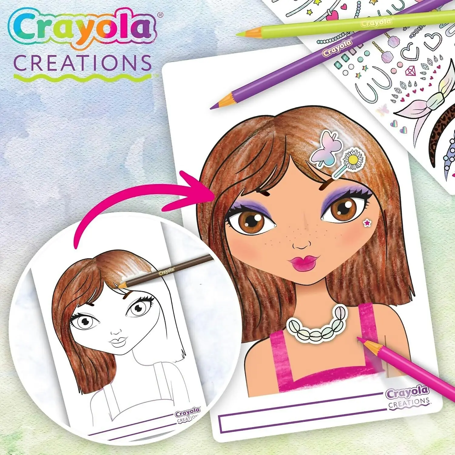 Crayola - Creations Make Up Artist Sketch Set - 4 Stencils 30 Sketch Sheets