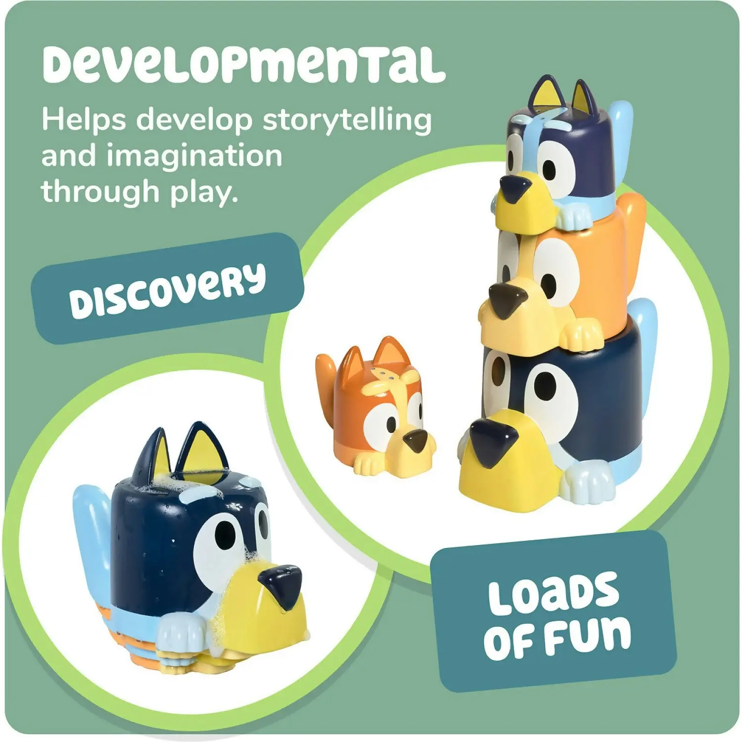 Tomy Toomies - Bluey's Family Pourers Featuring Chilli Bandit Bingo And Bluey - Tomy