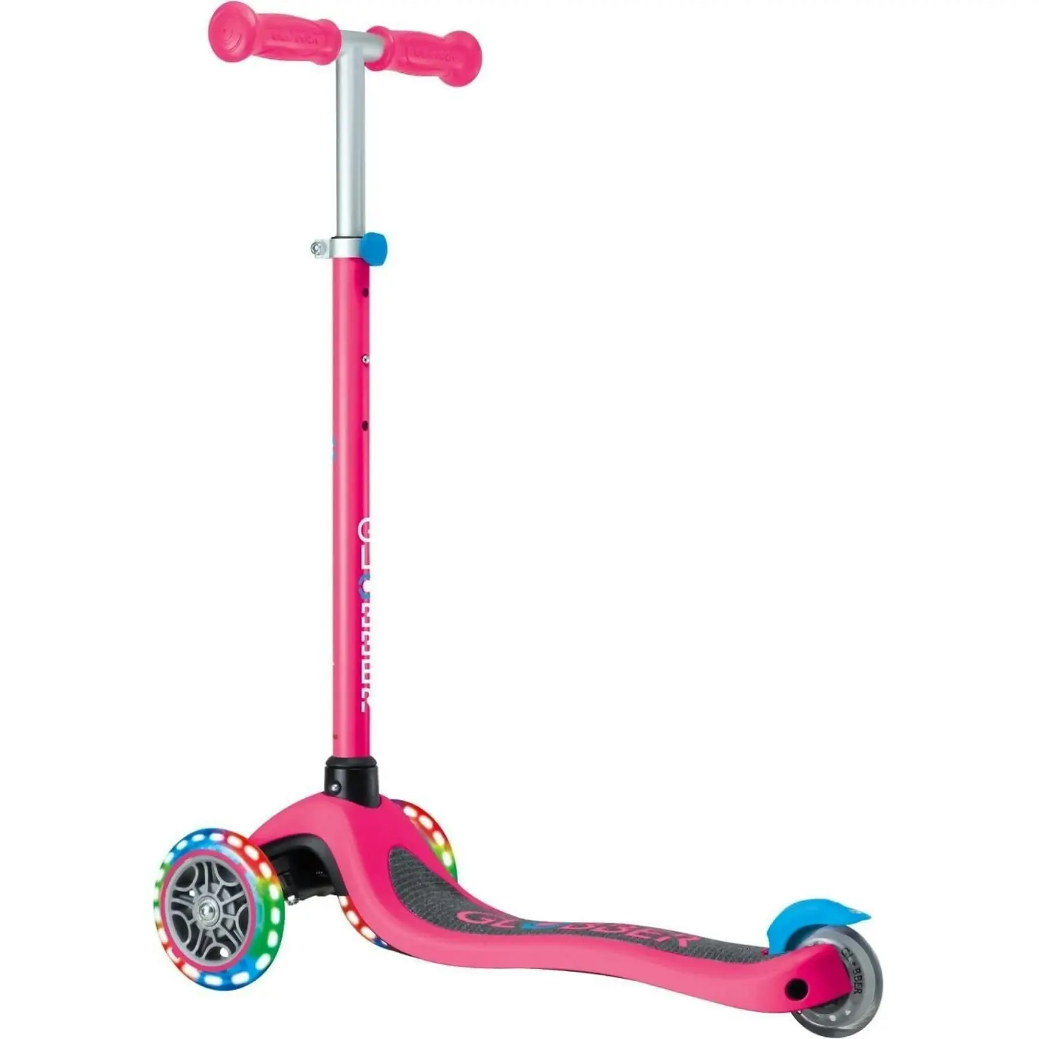 Globber - Globber Primo V2 Scooter With Lights And Griptape - Fuchsia Pink With Sky Blue