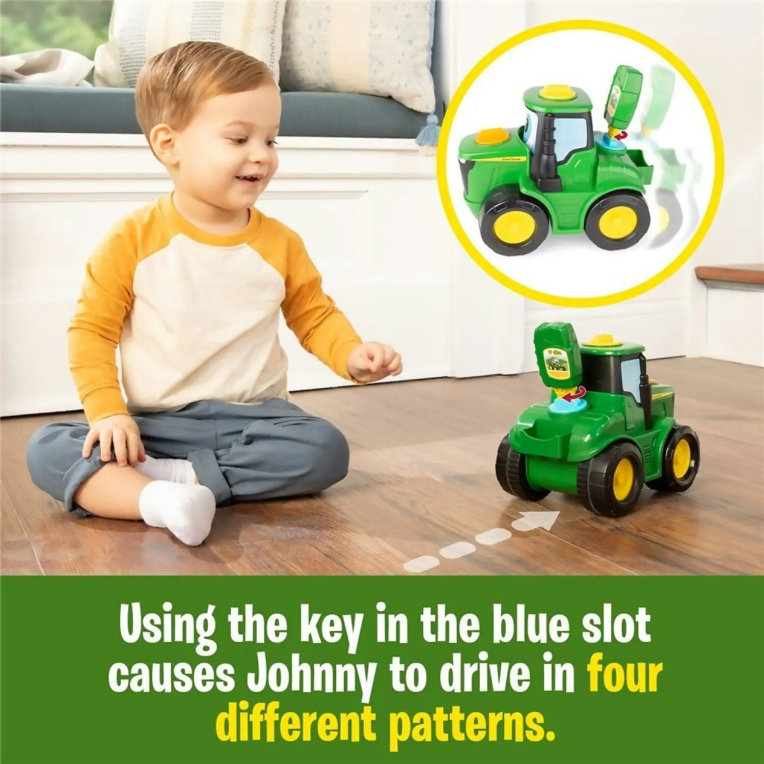 John Deere Kids - Key-n-go Johnny Tractor With 15 Interactive Ways To Play - Tomy