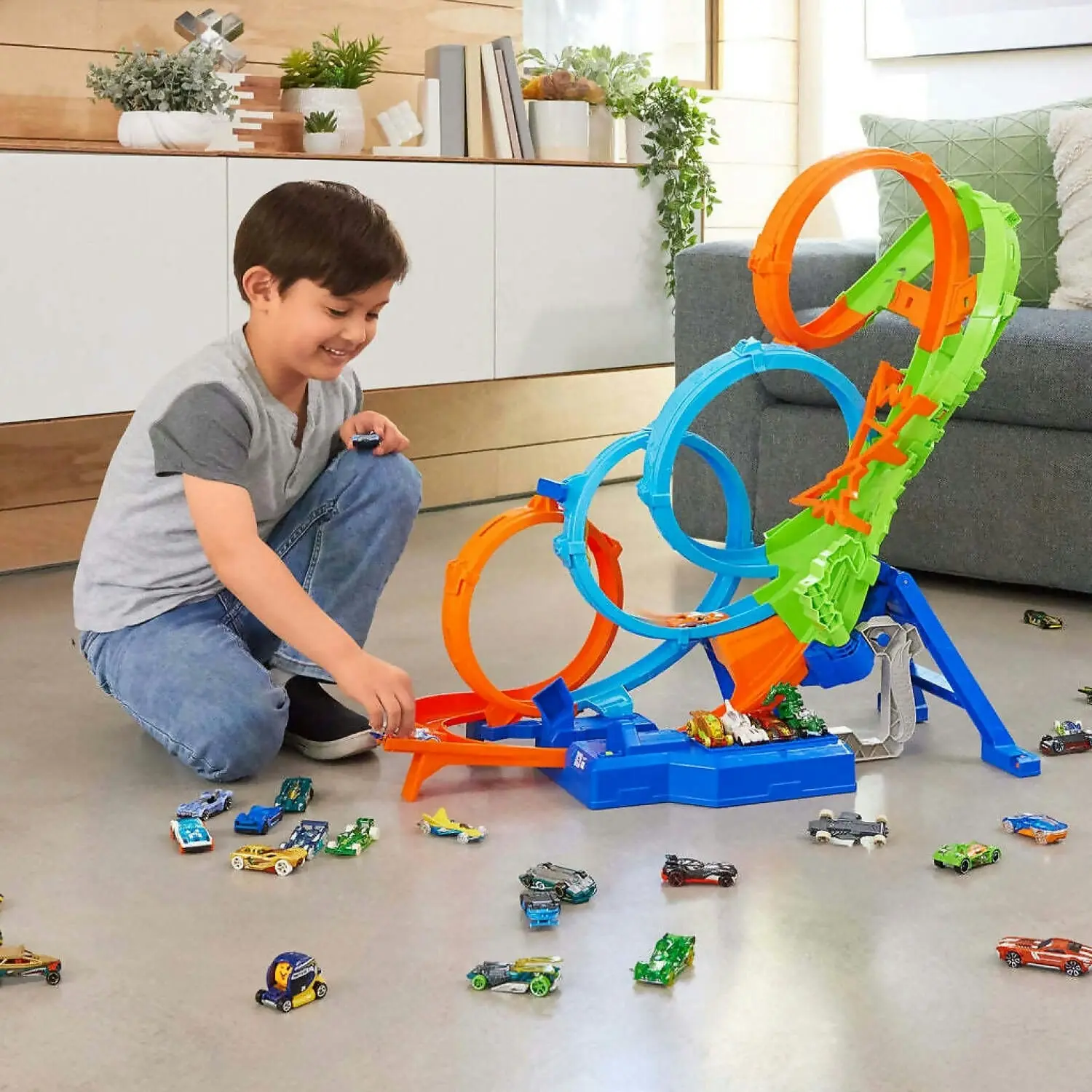 Hot Wheels - Action 4 Loop Crashout Trackset - Mattel