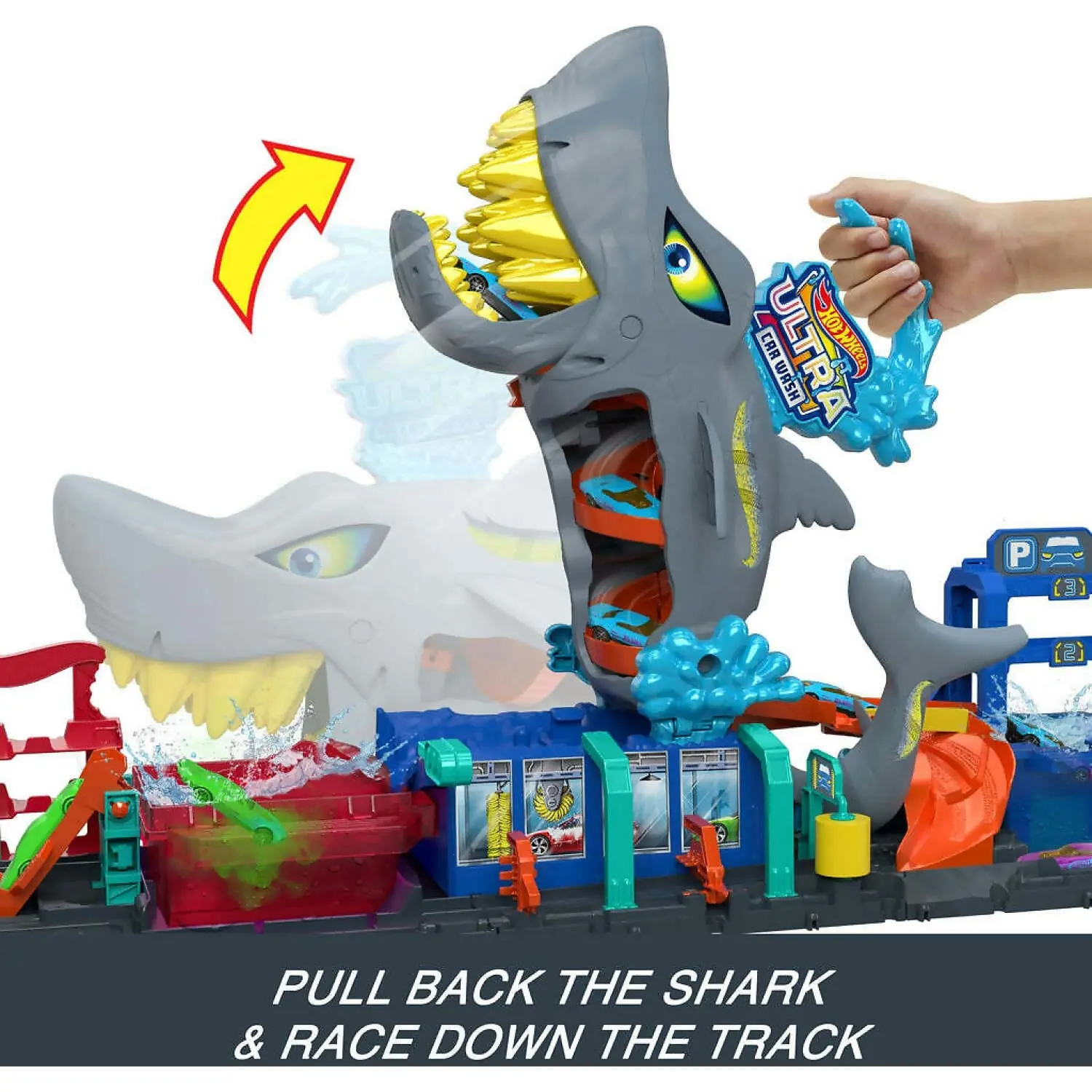 Hot Wheels - City Ultra Shark Car Wash Playset - Mattel