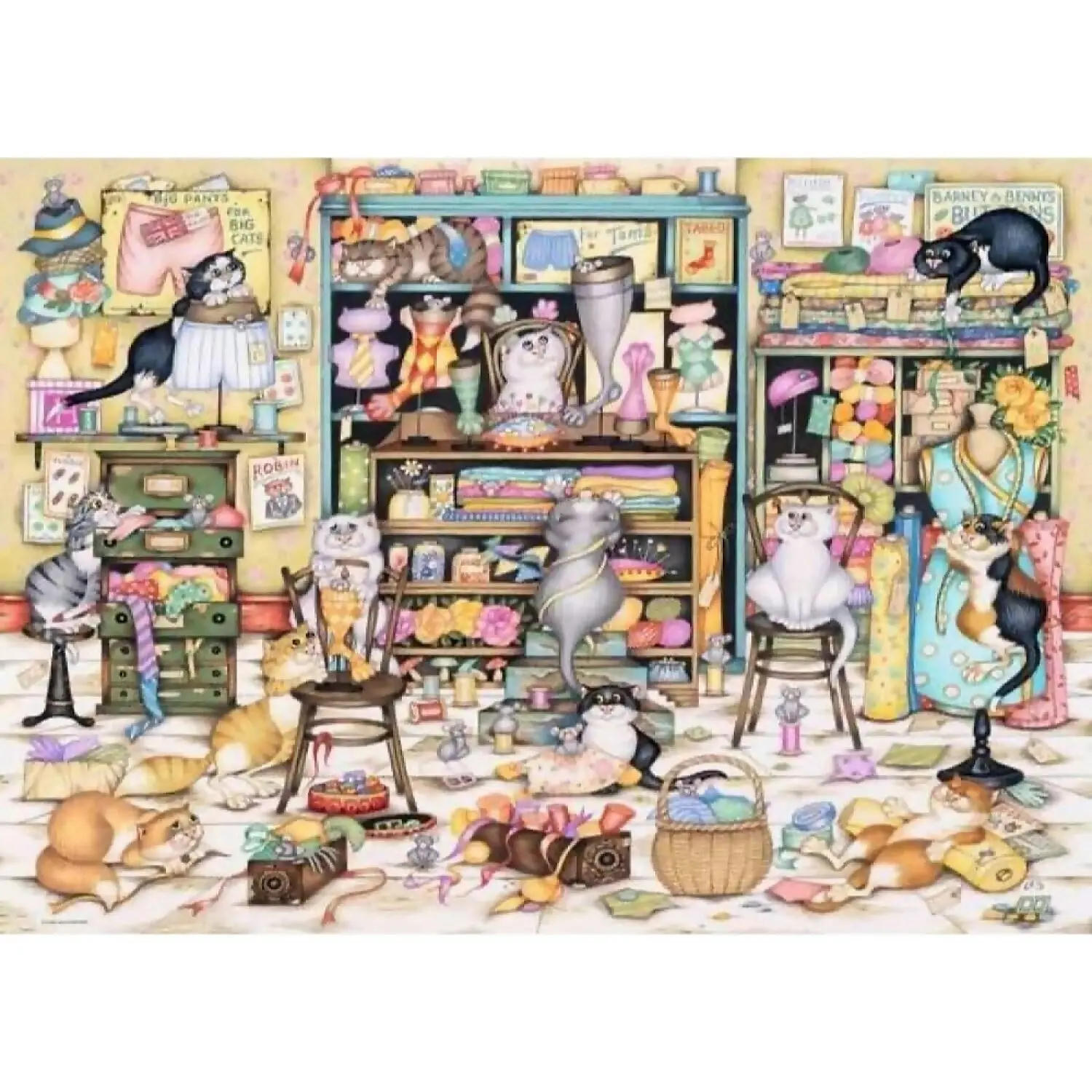 Ravensburger - Crazy Cats Mrs Hardwick's Haberdashery Jigsaw Puzzle 1000pc