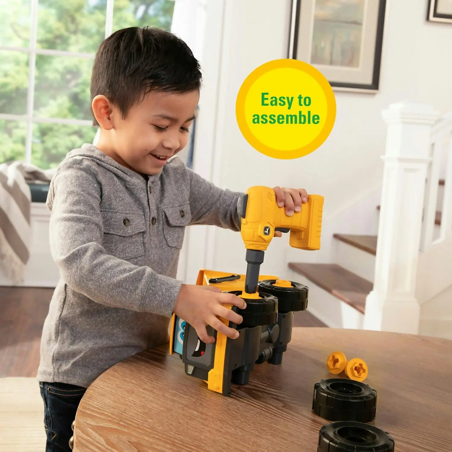 John Deere Kids - Build A Buddy Yellow Dump Truck 2-in-1 Toy With Toy Drill - Tomy