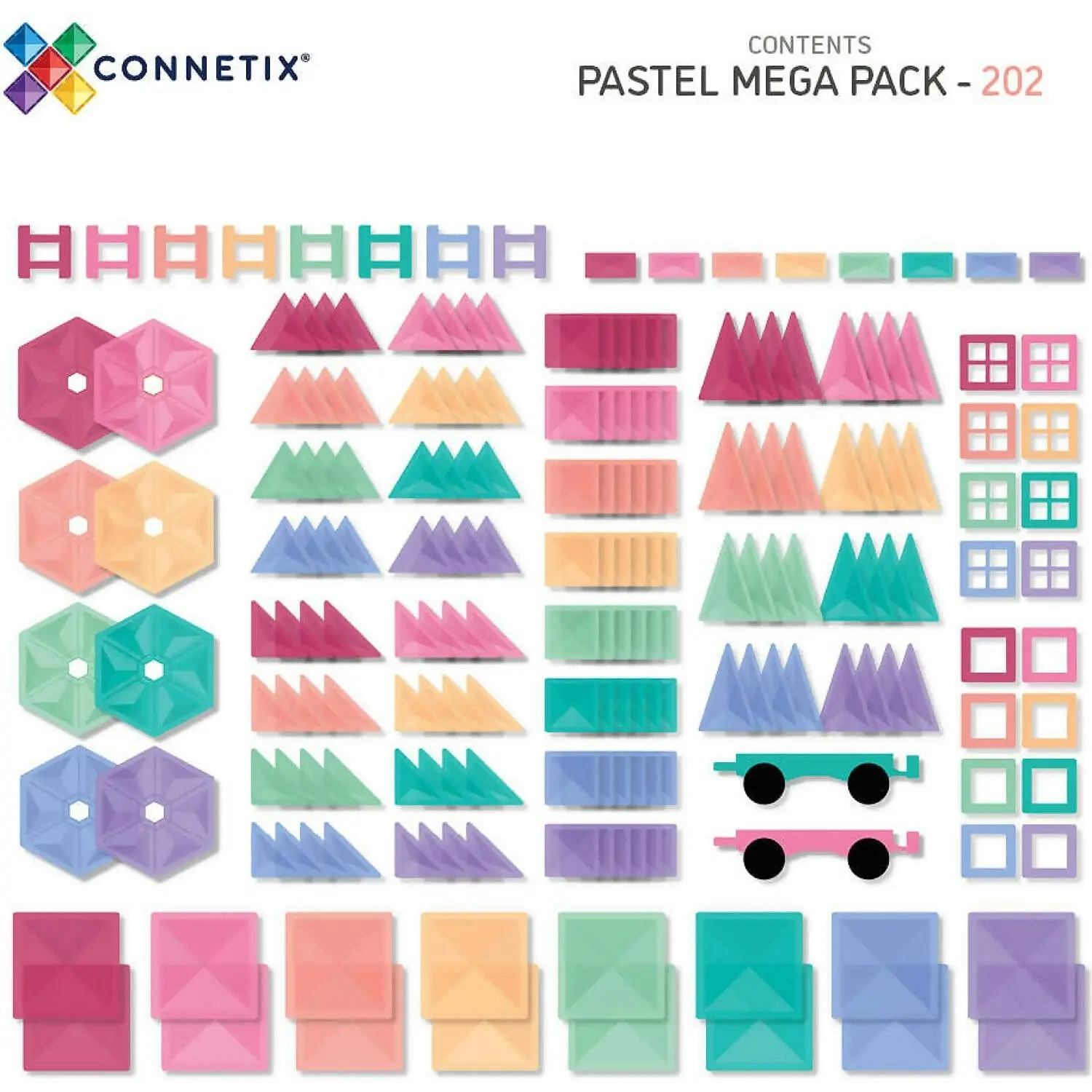 Connetix - Magnetic Tiles Pastel Mega Pack 202pc