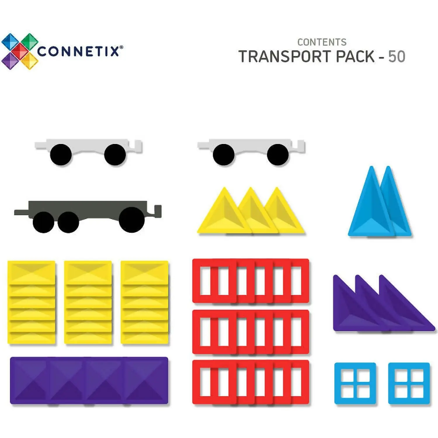 Connetix - Magnetic Tiles Rainbow Transport Pack 50pc