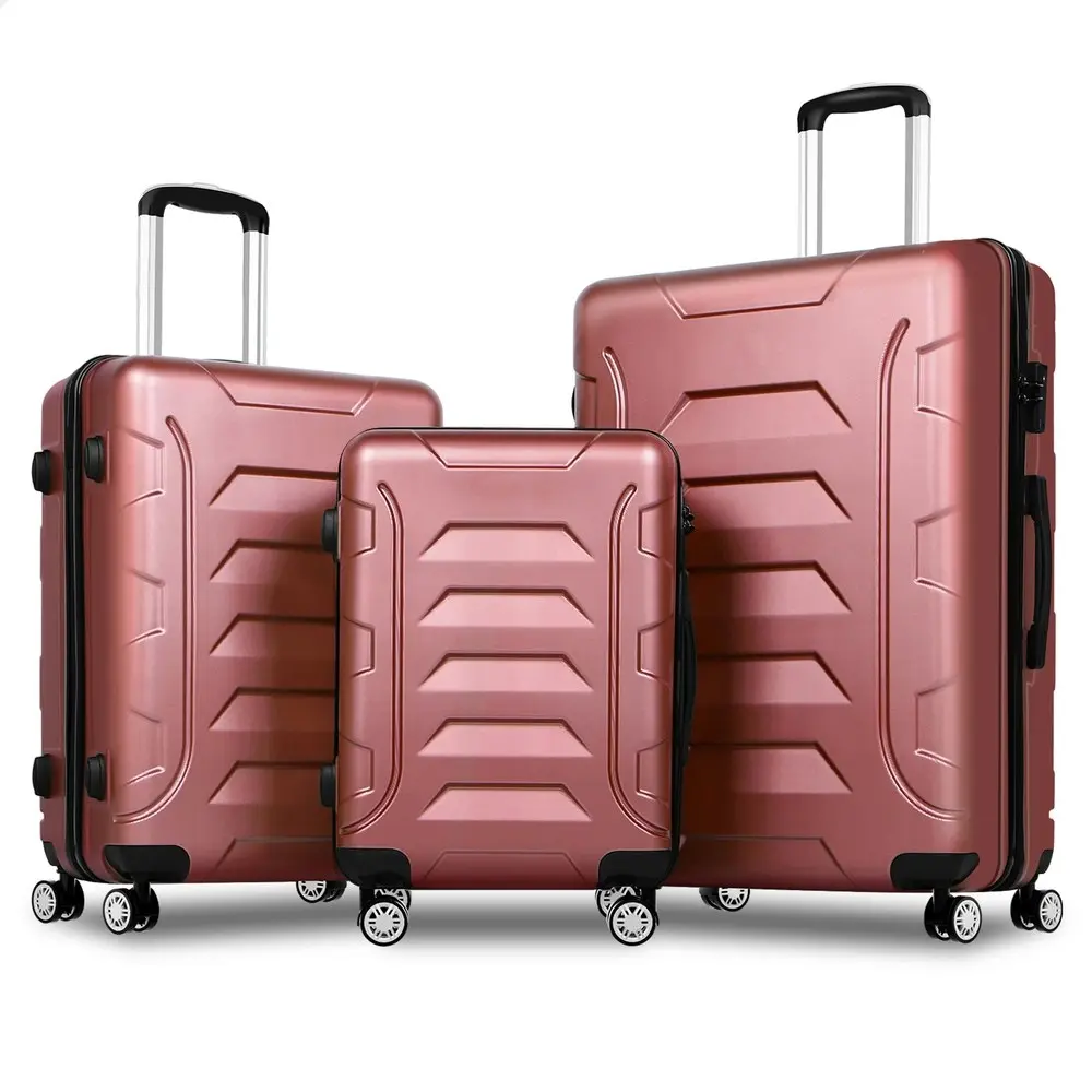 Alfordson 3PCS Luggage Suitcase Trolley Set Hard Case Travel Storage TSA Lock Dina Pink