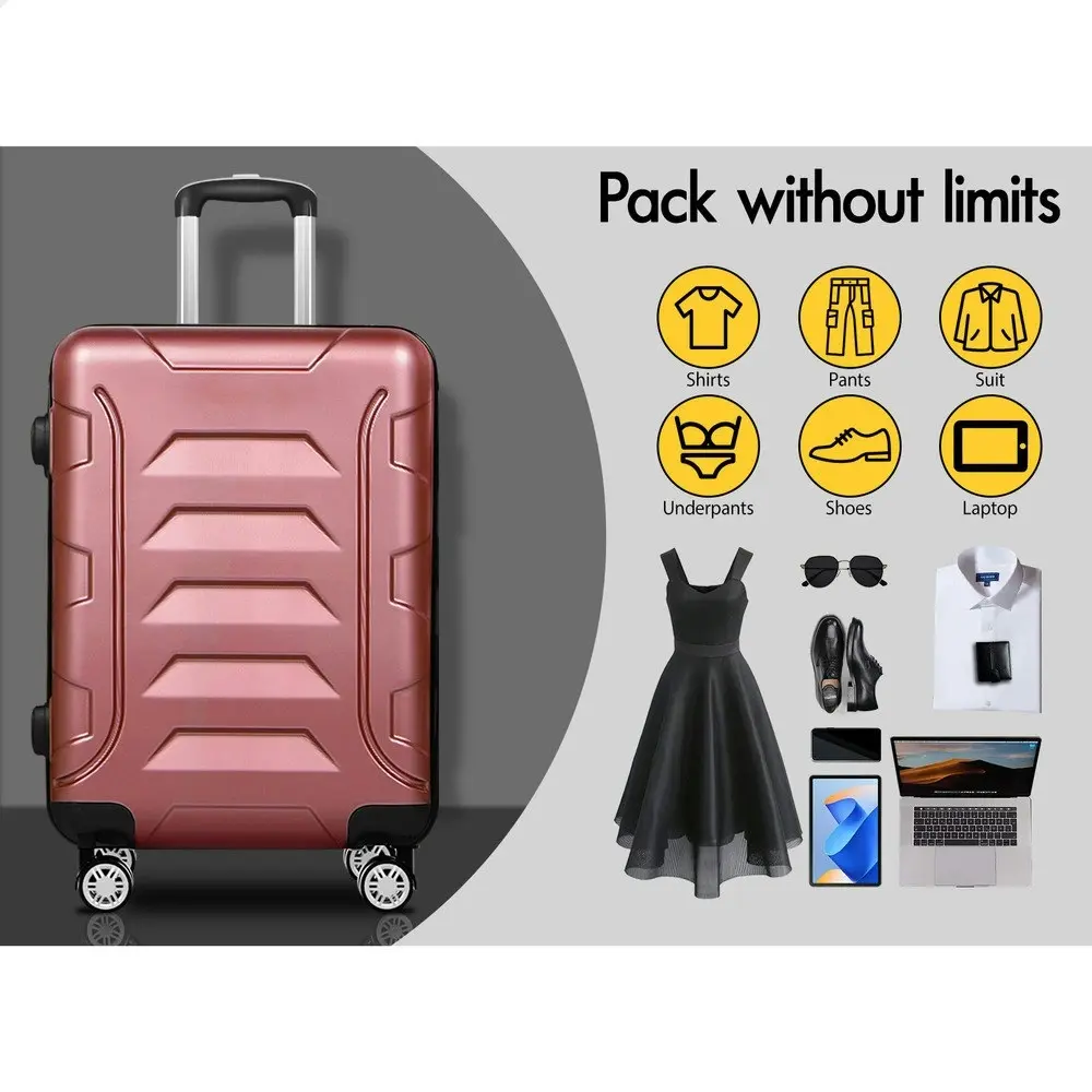 Alfordson 3PCS Luggage Suitcase Trolley Set Hard Case Travel Storage TSA Lock Dina Pink