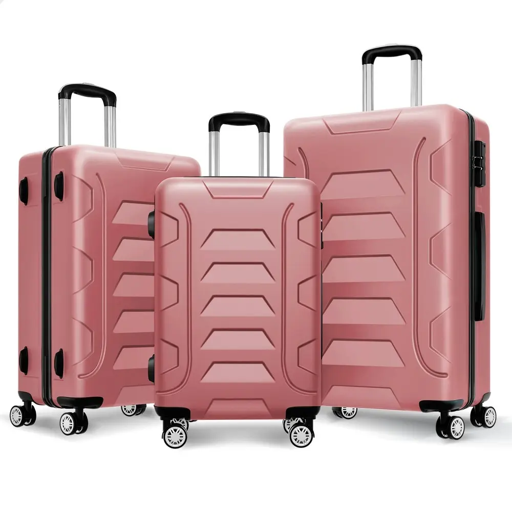 Alfordson 3PCS Luggage Suitcase Trolley Set Hard Case Travel Storage TSA Lock Dina Pink