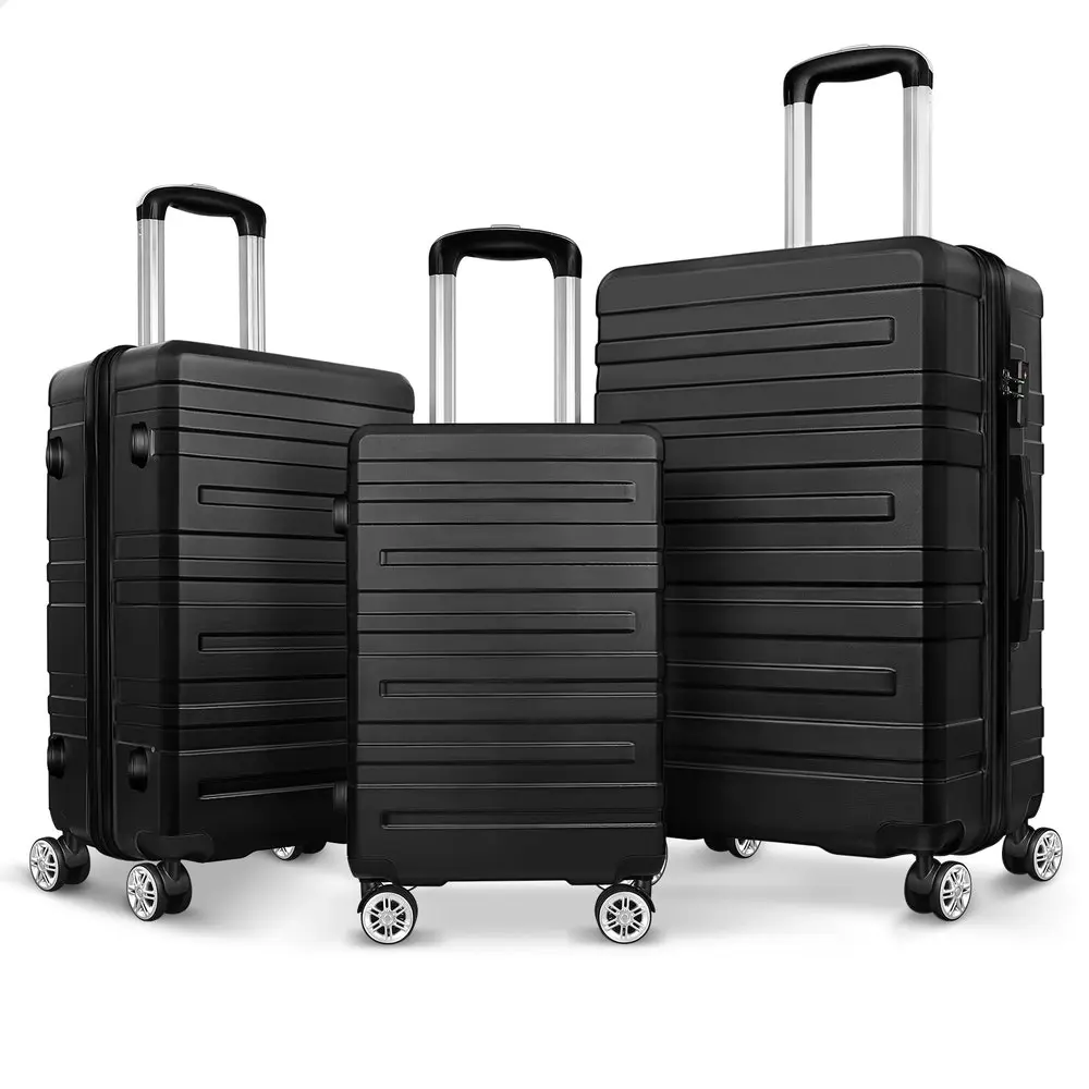 Alfordson 3PCS Luggage Suitcase Trolley Set Hard Case Travel Storage TSA Lock Hero Black