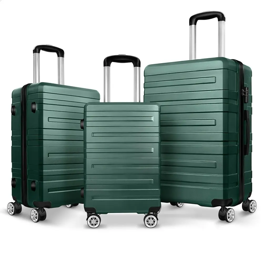 Alfordson Luggage 3PCS Set Suitcase Trolley TSA Carry on Hard Case Green