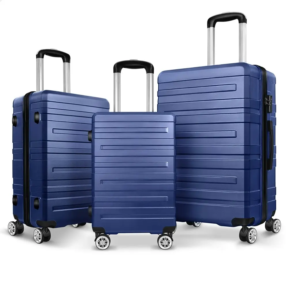 Alfordson Luggage 3PCS Set Suitcase Trolley TSA Carry on Hard Case Navy