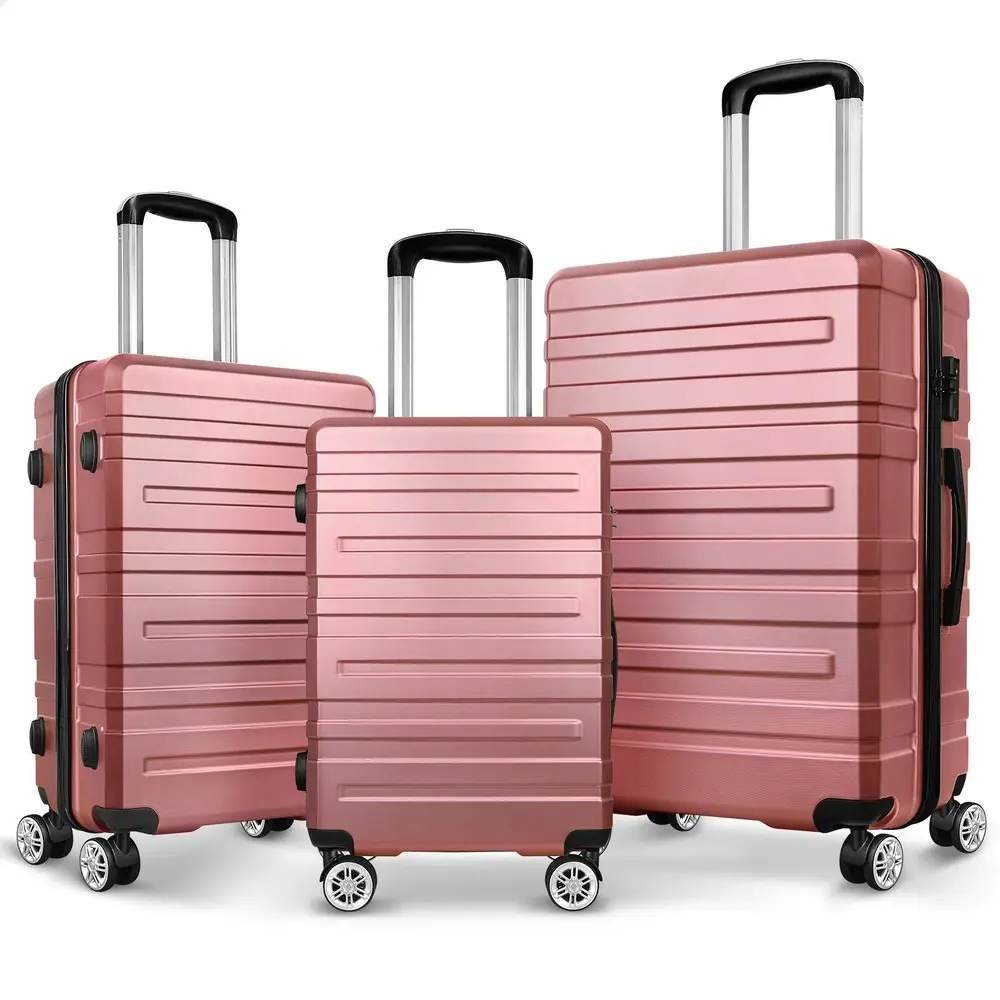 Alfordson 3PCS Luggage Suitcase Trolley Set Hard Case Travel Storage TSA Lock Hero Pink