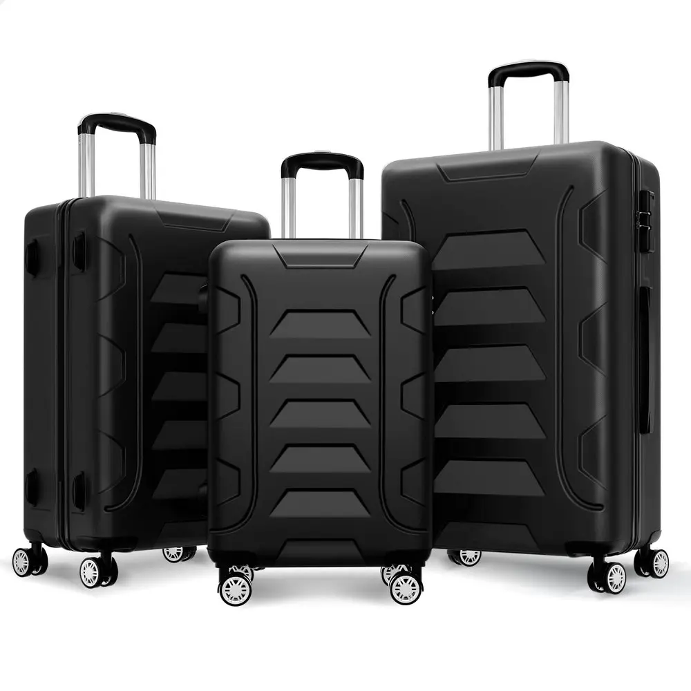 Alfordson 3PCS Luggage Suitcase Trolley Set Hard Case Travel Storage TSA Lock Dina Black