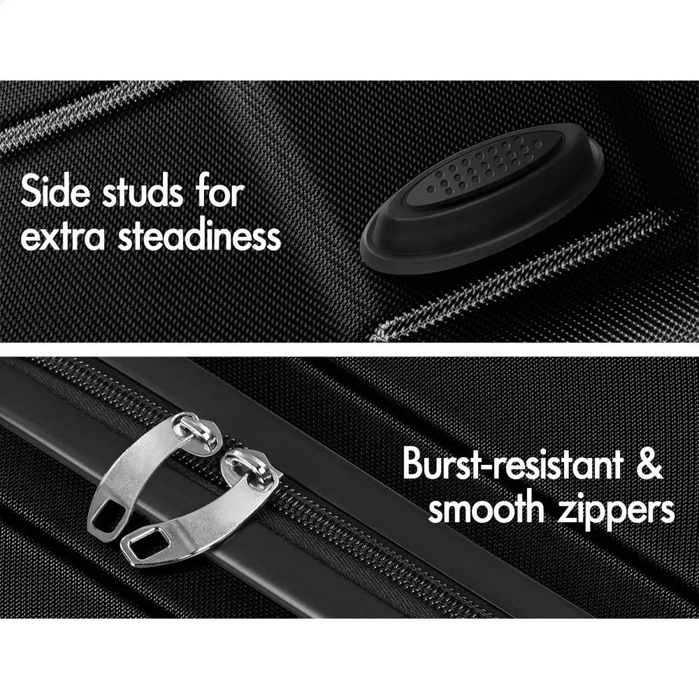 Alfordson 3PCS Luggage Suitcase Trolley Set Hard Case Travel Storage TSA Lock Dina Black