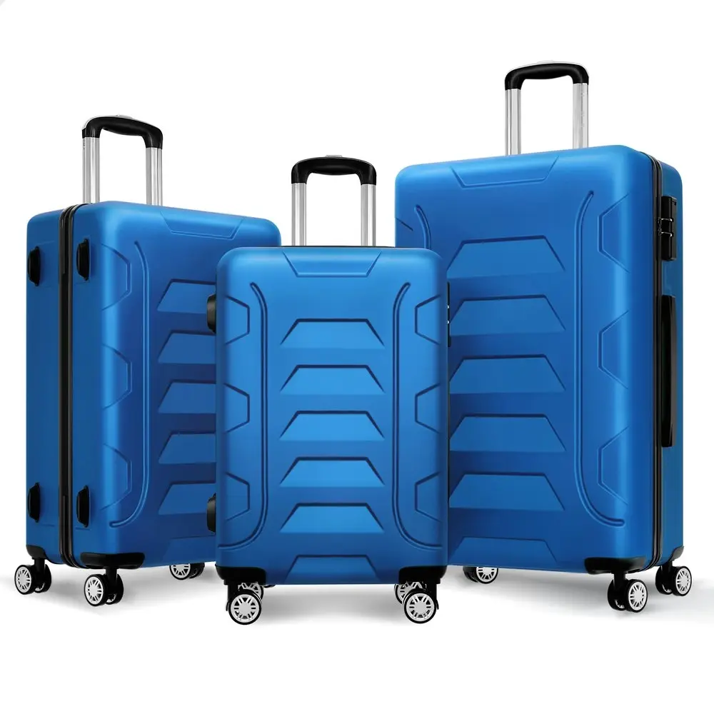 Alfordson 3PCS Luggage Suitcase Trolley Set Hard Case Travel Storage TSA Lock Dina Blue