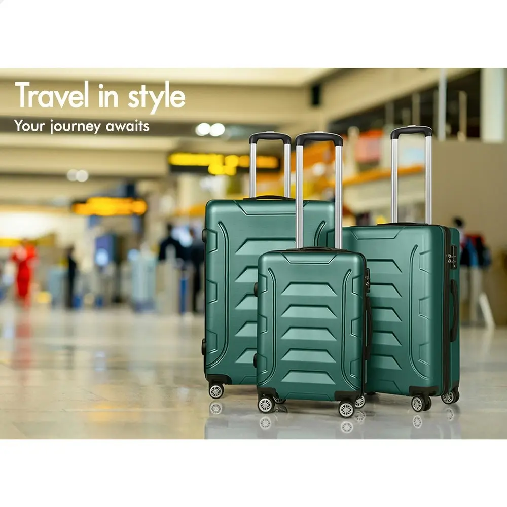 Alfordson 3PCS Luggage Suitcase Trolley Set Hard Case Travel Storage TSA Lock Dina Green