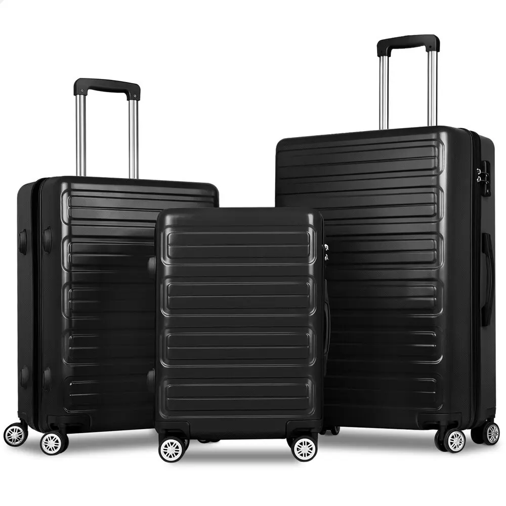 Alfordson 3PCS Luggage Suitcase Trolley Set Hard Case Travel Storage TSA Lock Oasis Black