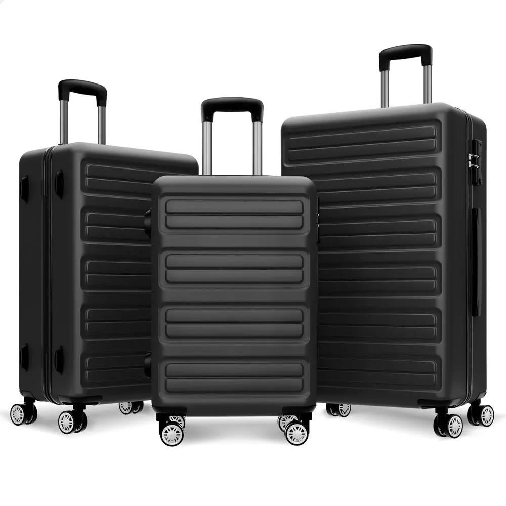 Alfordson 3PCS Luggage Suitcase Trolley Set Hard Case Travel Storage TSA Lock Oasis Black