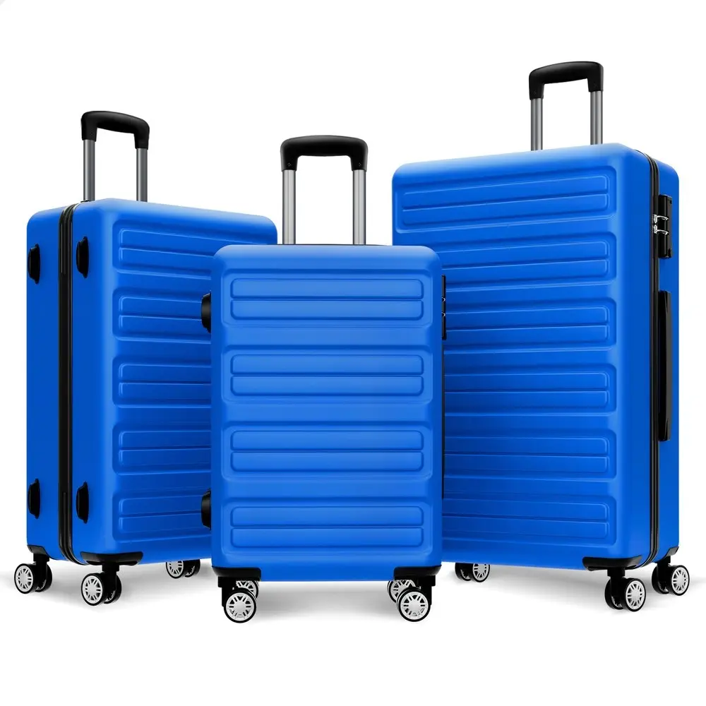 Alfordson Luggage 3PCS Set Suitcase Trolley TSA Carry on Hard Case Blue