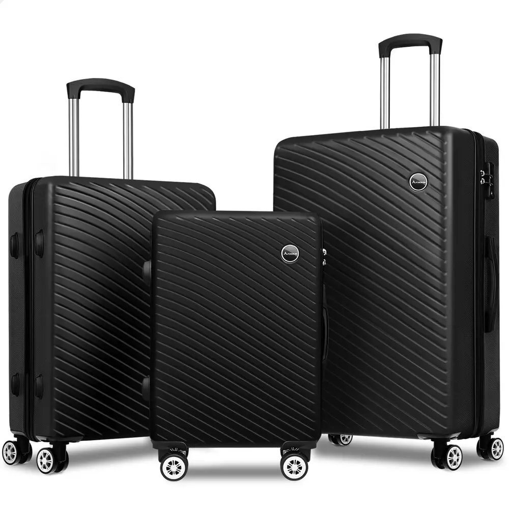 Alfordson 3PCS Luggage Suitcase Trolley Set Hard Case Travel Storage TSA Lock Timothy Black