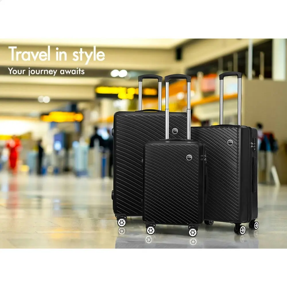 Alfordson 3PCS Luggage Suitcase Trolley Set Hard Case Travel Storage TSA Lock Timothy Black