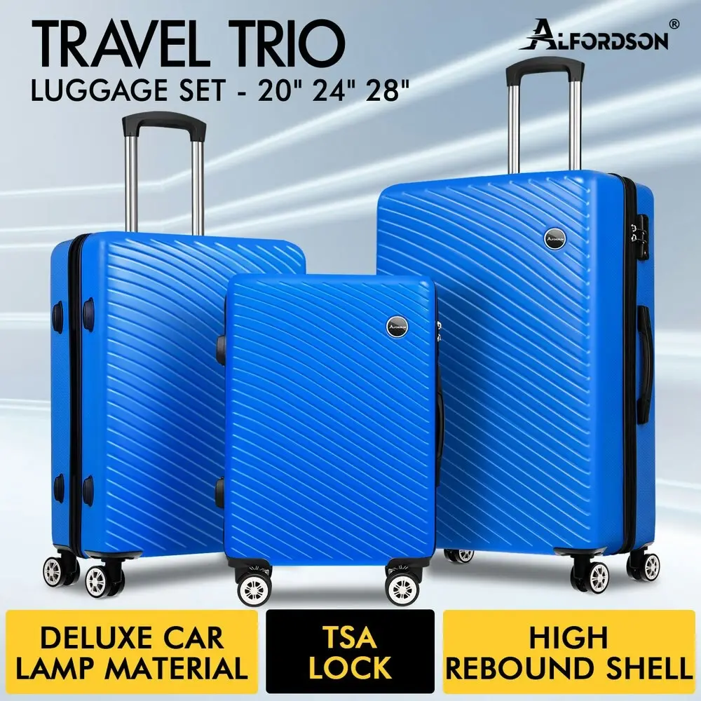 Alfordson 3PCS Luggage Suitcase Trolley Set Hard Case Travel Storage TSA Lock Timothy Blue