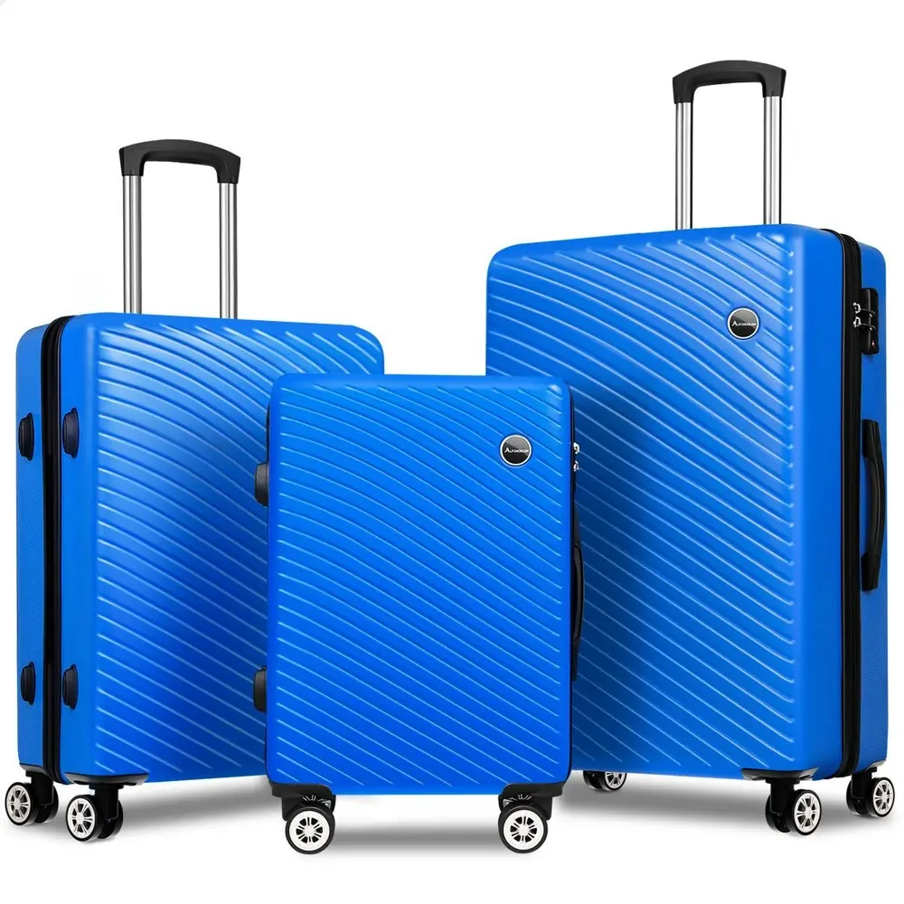 Alfordson 3PCS Luggage Suitcase Trolley Set Hard Case Travel Storage TSA Lock Timothy Blue