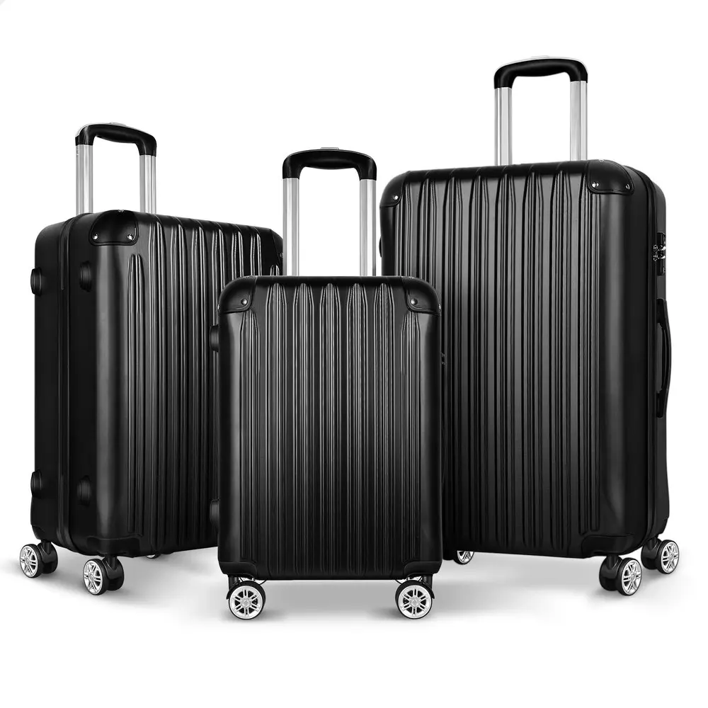 Alfordson 3PCS Luggage Suitcase Trolley Set Hard Case Travel Storage TSA Lock Voyage Pro Black