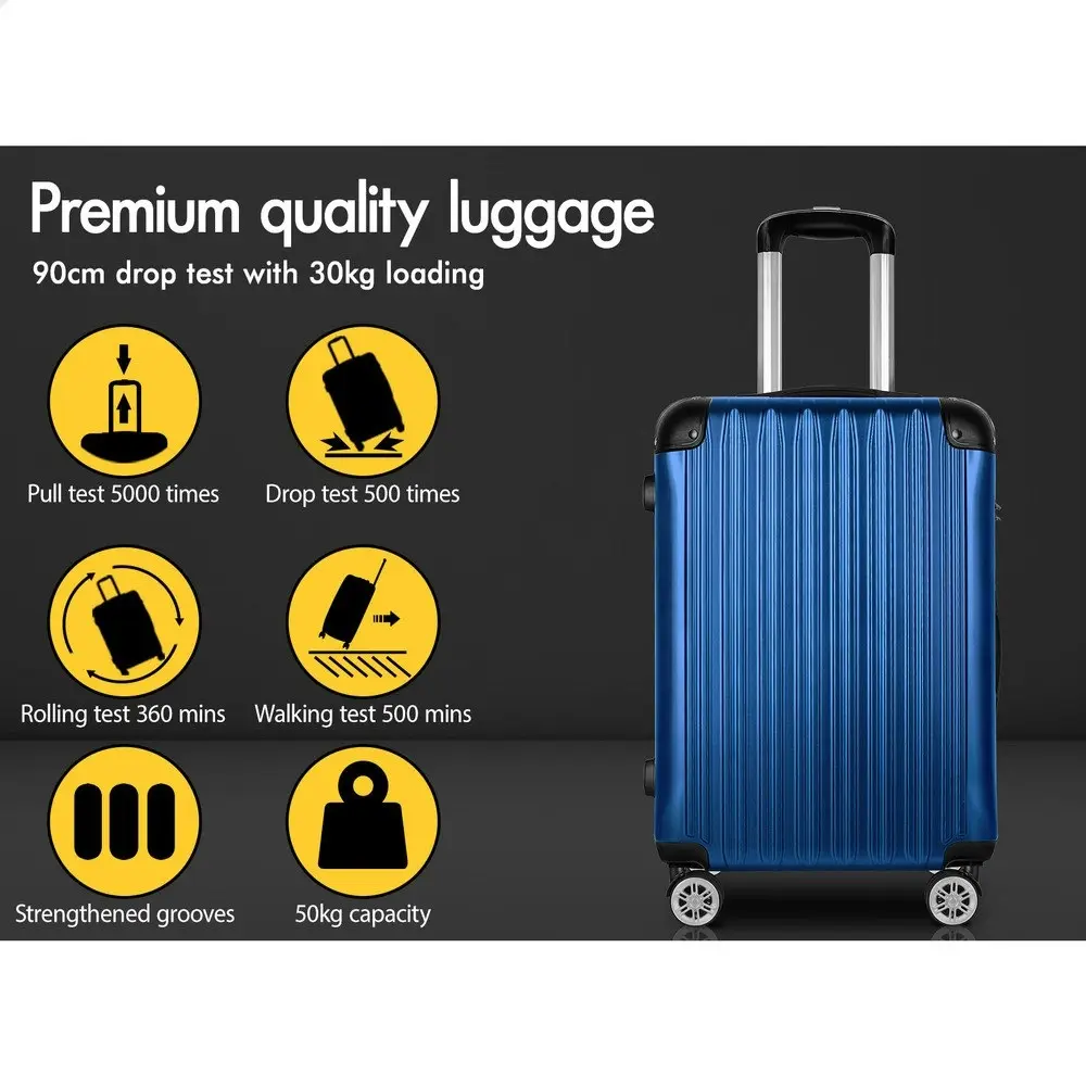 Alfordson 3PCS Luggage Suitcase Trolley Set Hard Case Travel Storage TSA Lock Voyage Pro Blue