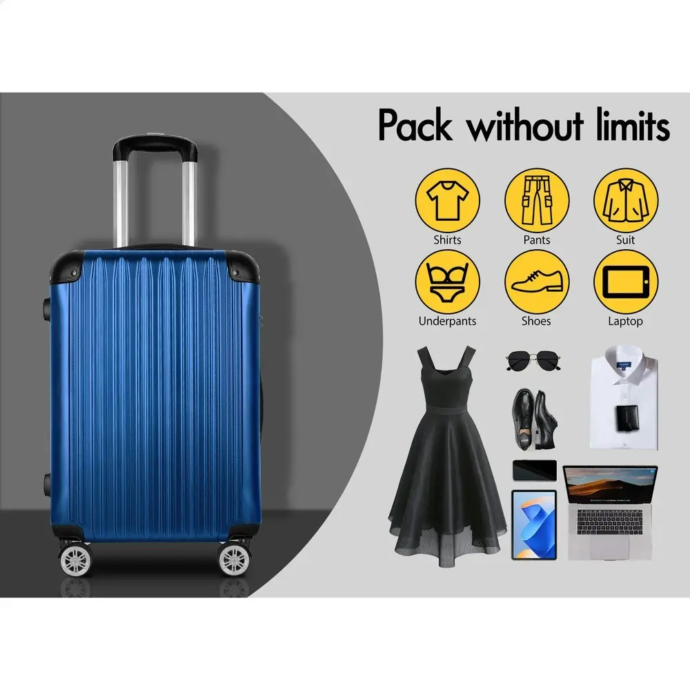 Alfordson 3PCS Luggage Suitcase Trolley Set Hard Case Travel Storage TSA Lock Voyage Pro Blue