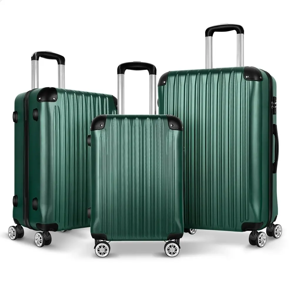 Alfordson 3PCS Luggage Suitcase Trolley Set Hard Case Travel Storage TSA Lock Voyage Pro Green