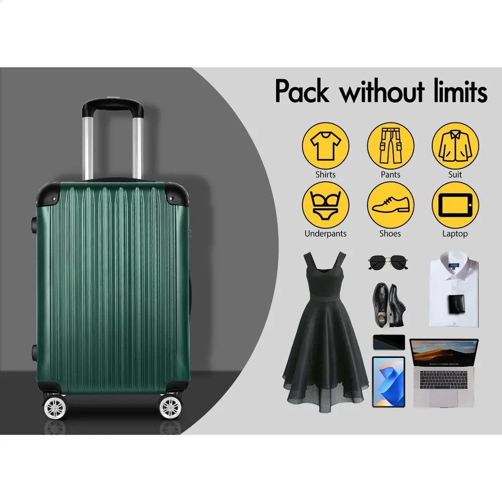 Alfordson 3PCS Luggage Suitcase Trolley Set Hard Case Travel Storage TSA Lock Voyage Pro Green