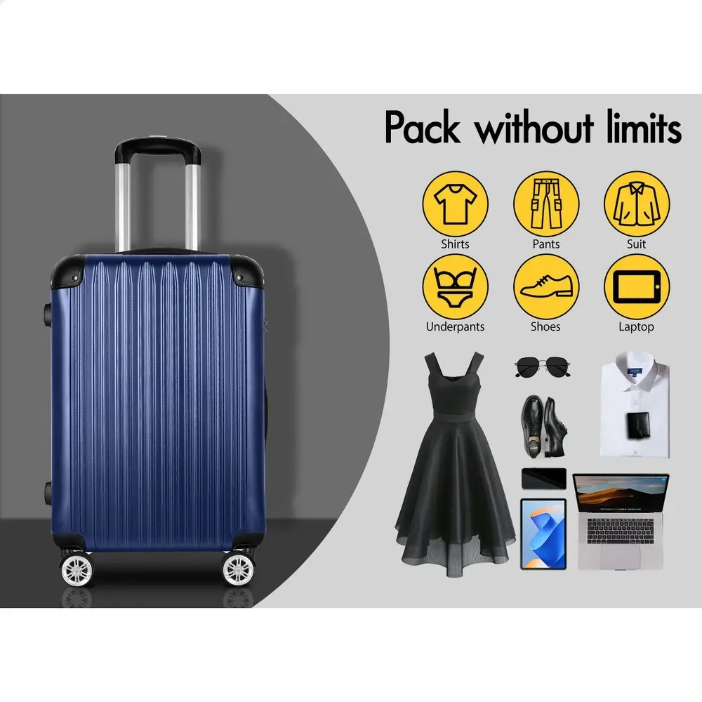 Alfordson 3PCS Luggage Suitcase Trolley Set Hard Case Travel Storage TSA Lock Voyage Pro Navy