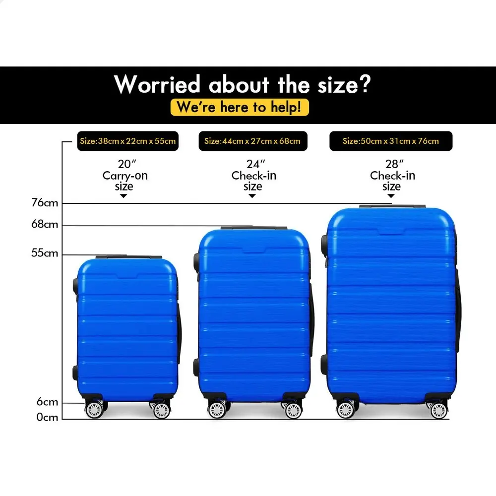 Alfordson 3PCS Luggage Suitcase Trolley Set Hard Case Travel Storage TSA Lock Sparco Elite Blue